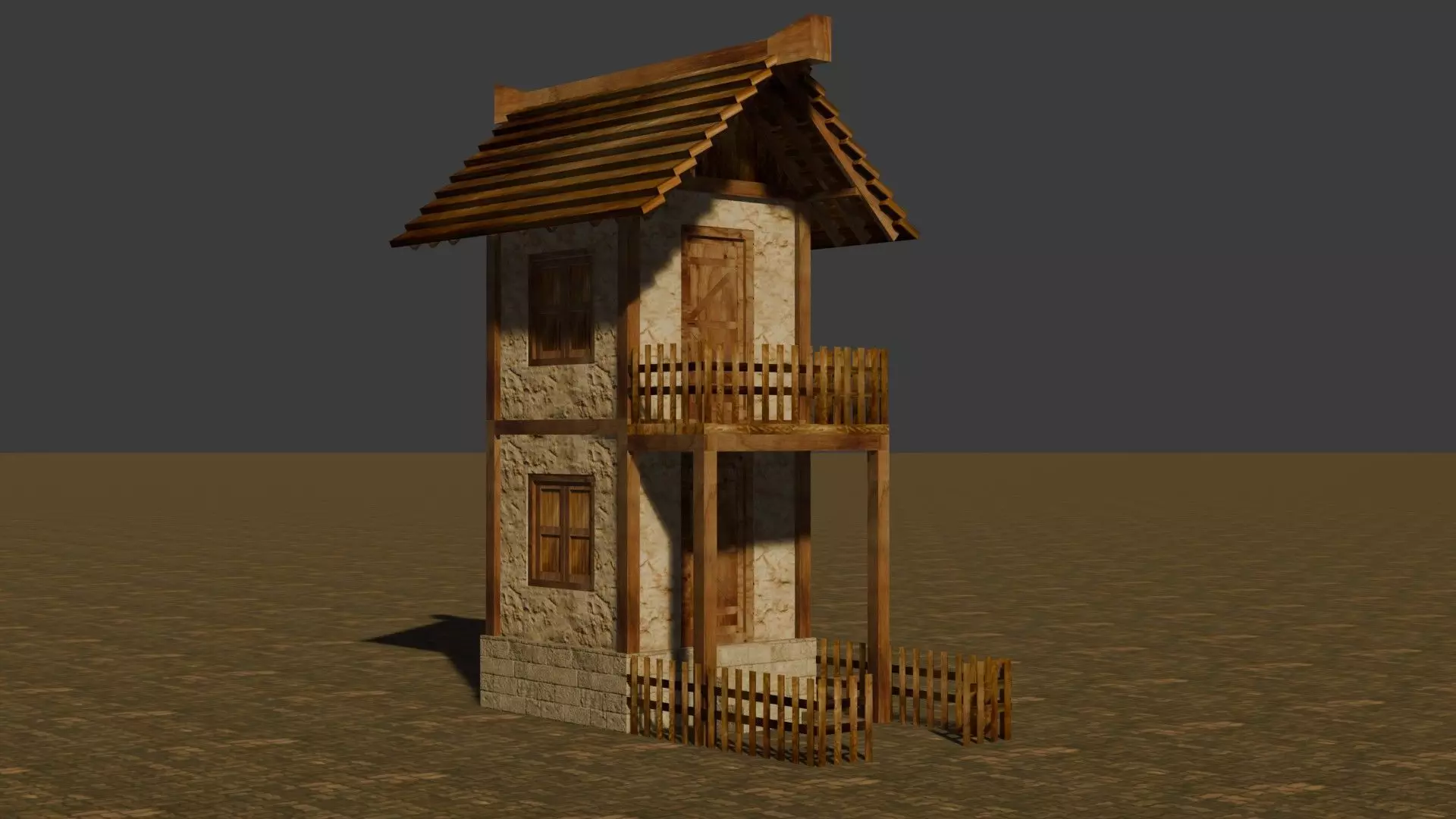 medieval house 11 Free low-poly 3D model_0