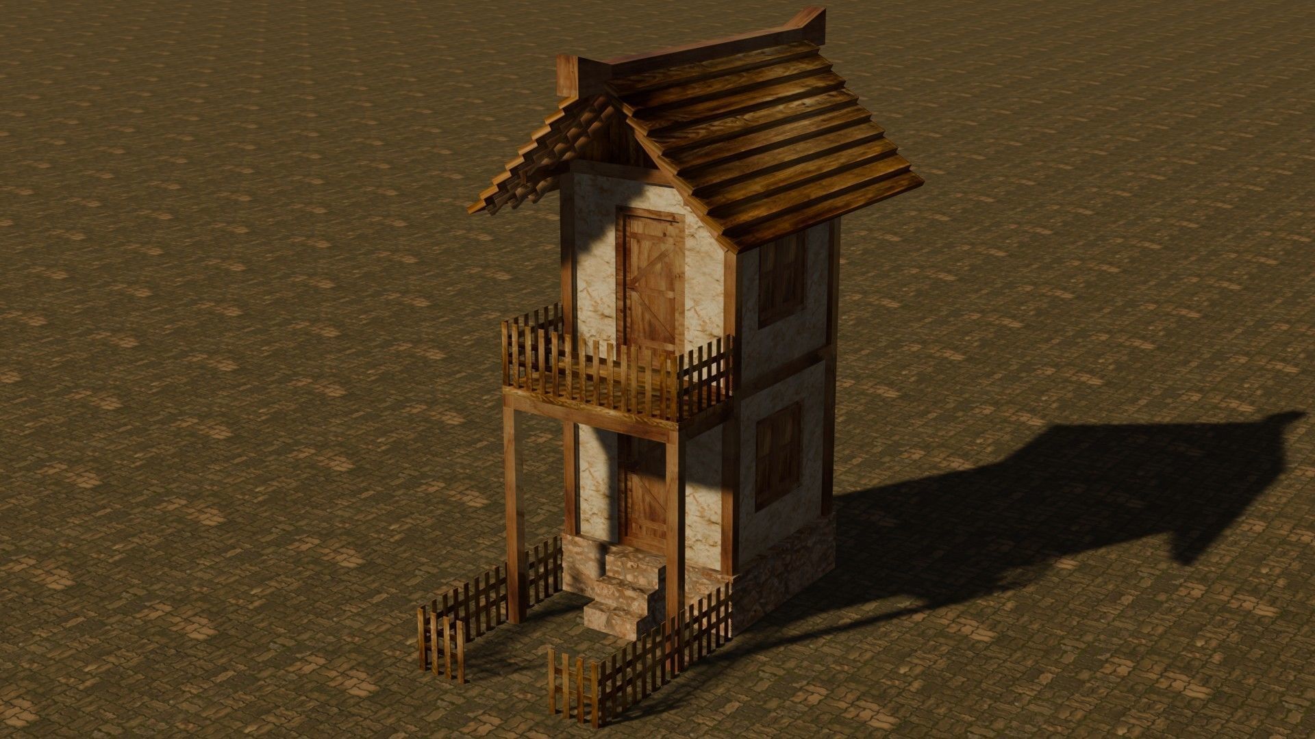 medieval house 10 Free low-poly 3D model_2