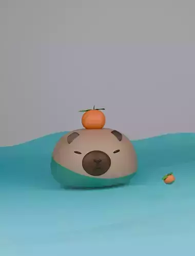 capybara with orange 