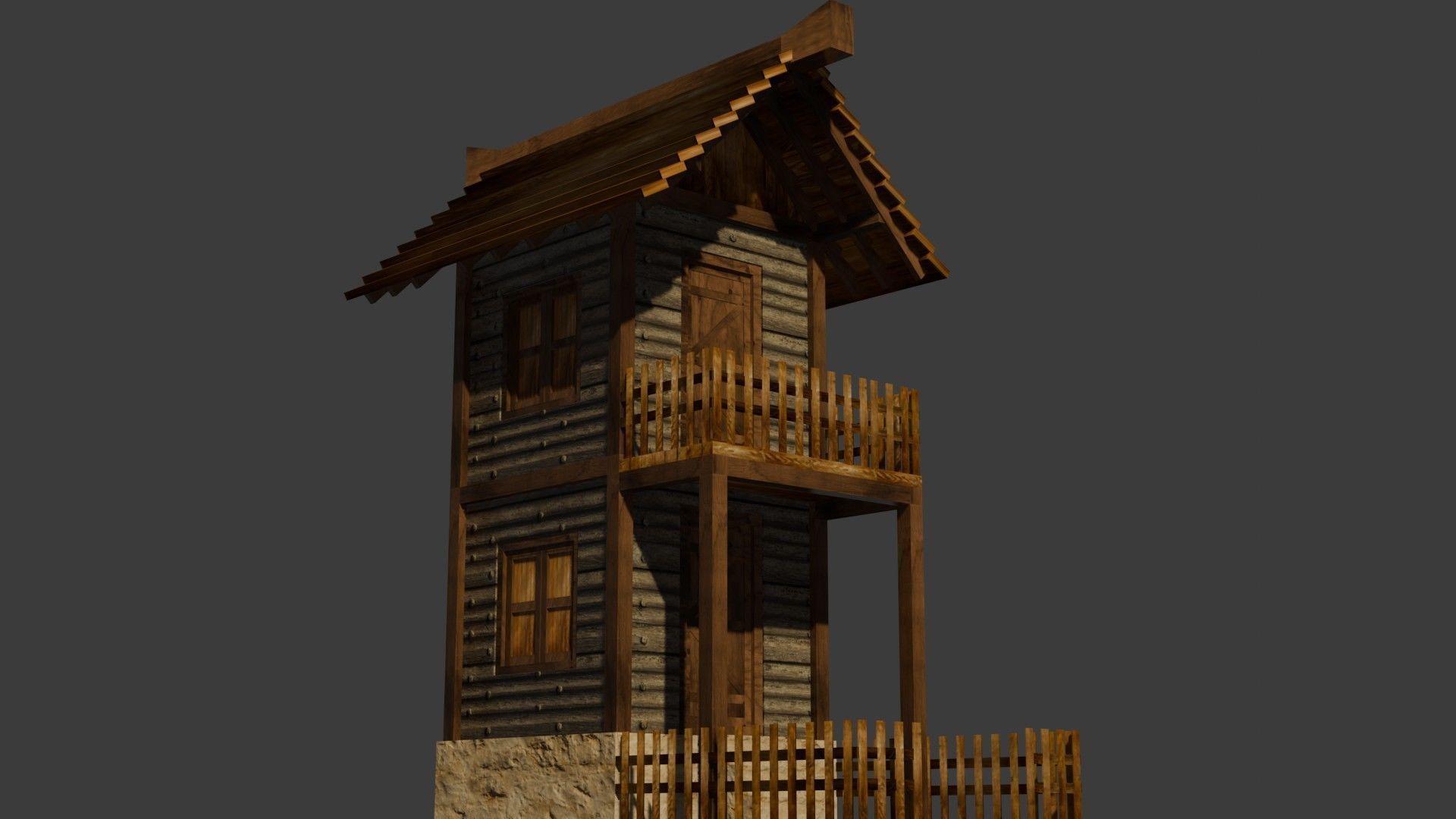 medieval house 20 Free low-poly 3D model_11