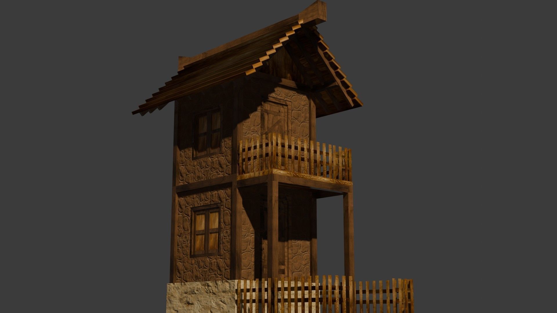medieval house 18 Free low-poly 3D model_11