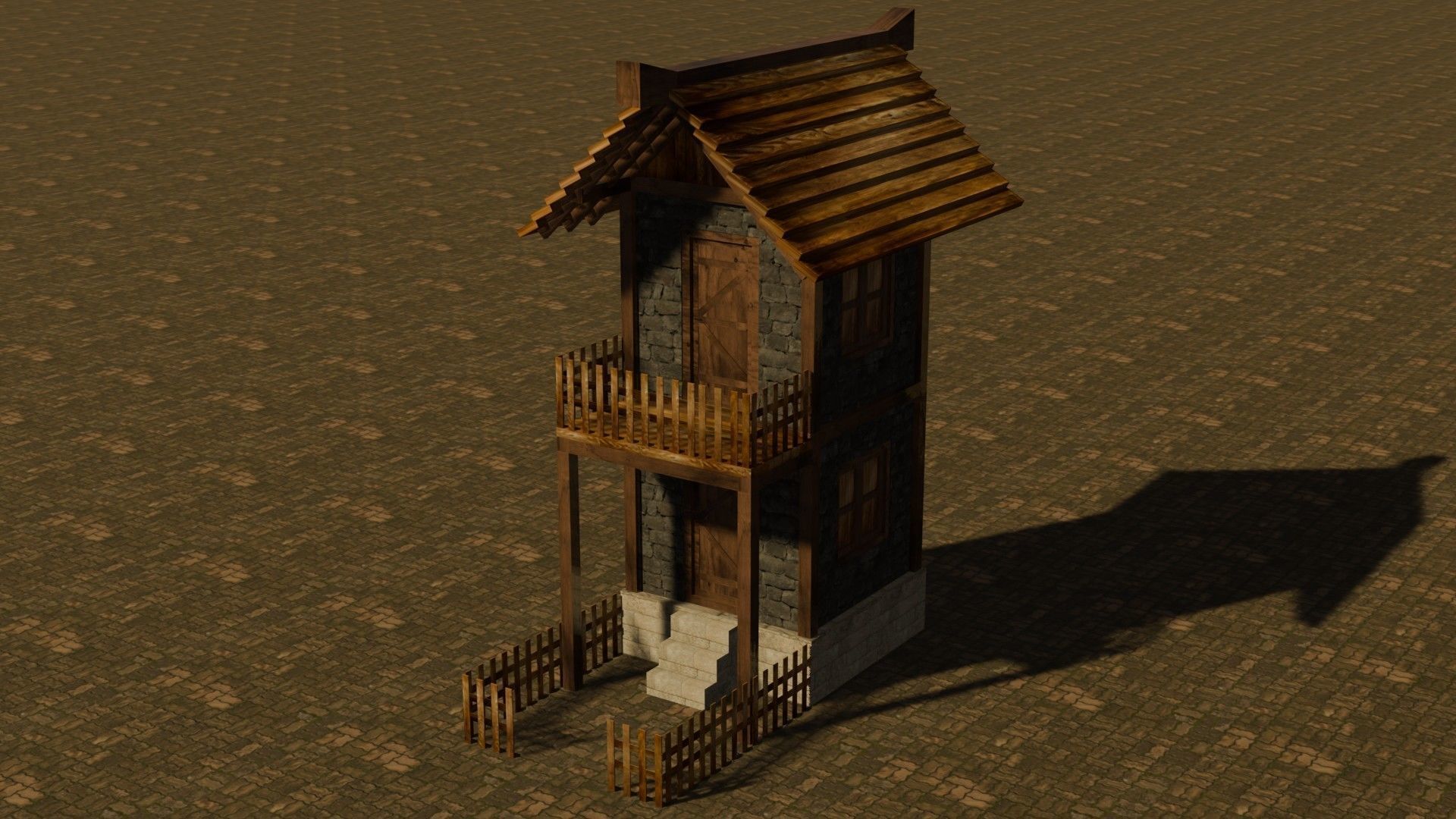 medieval house 15 Free low-poly 3D model_2