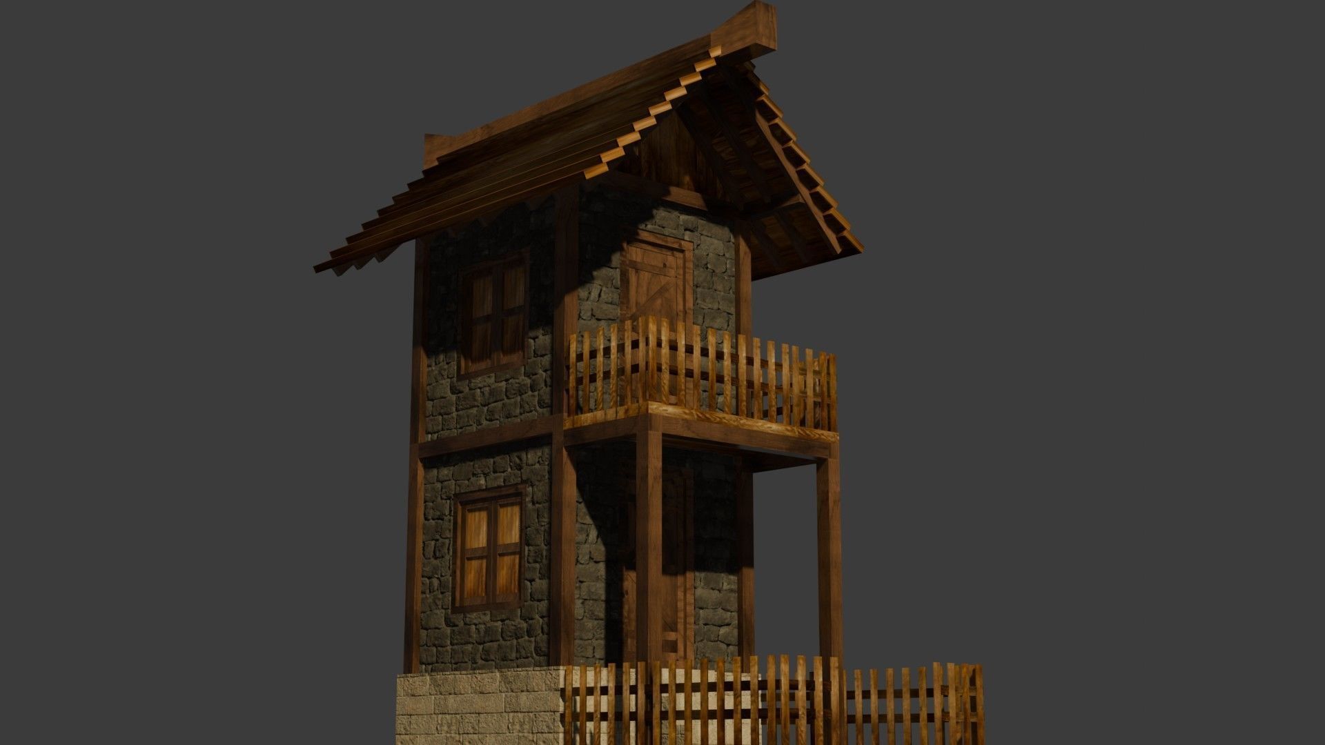 medieval house 15 Free low-poly 3D model_11