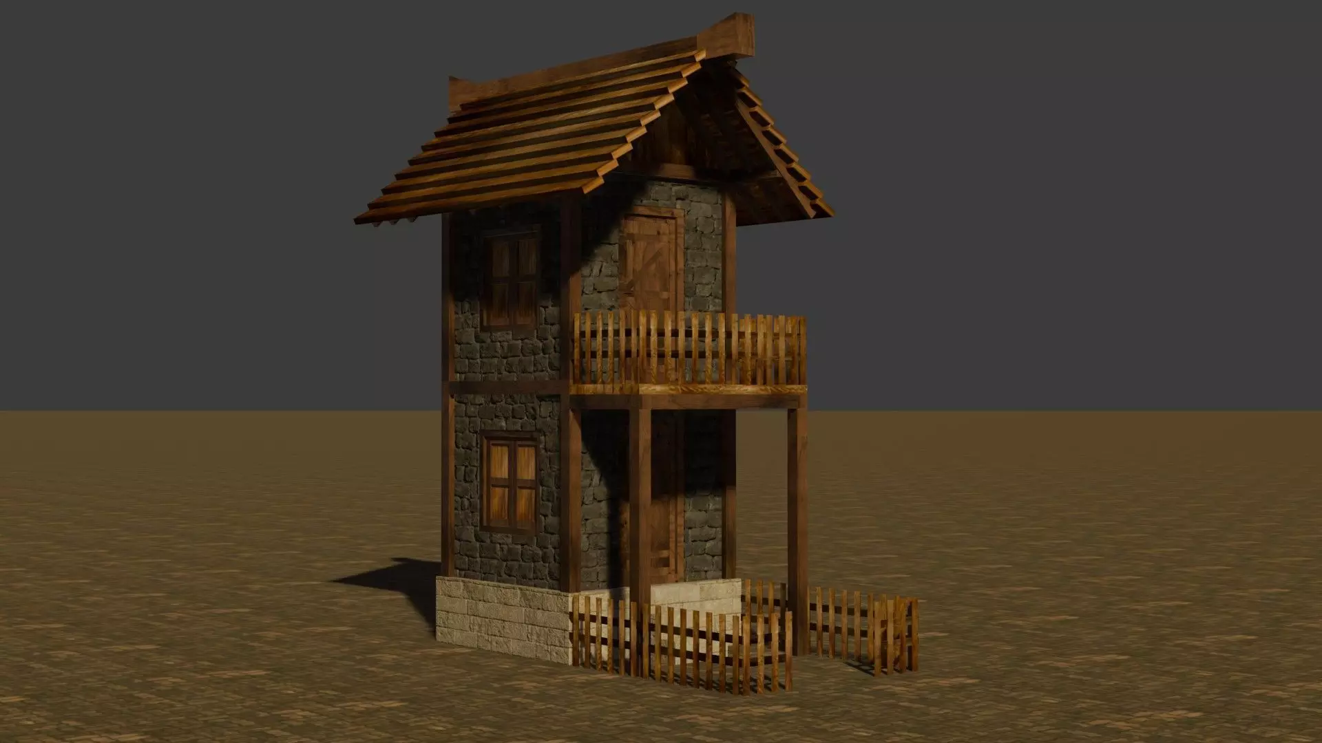 medieval house 15 Free low-poly 3D model_0
