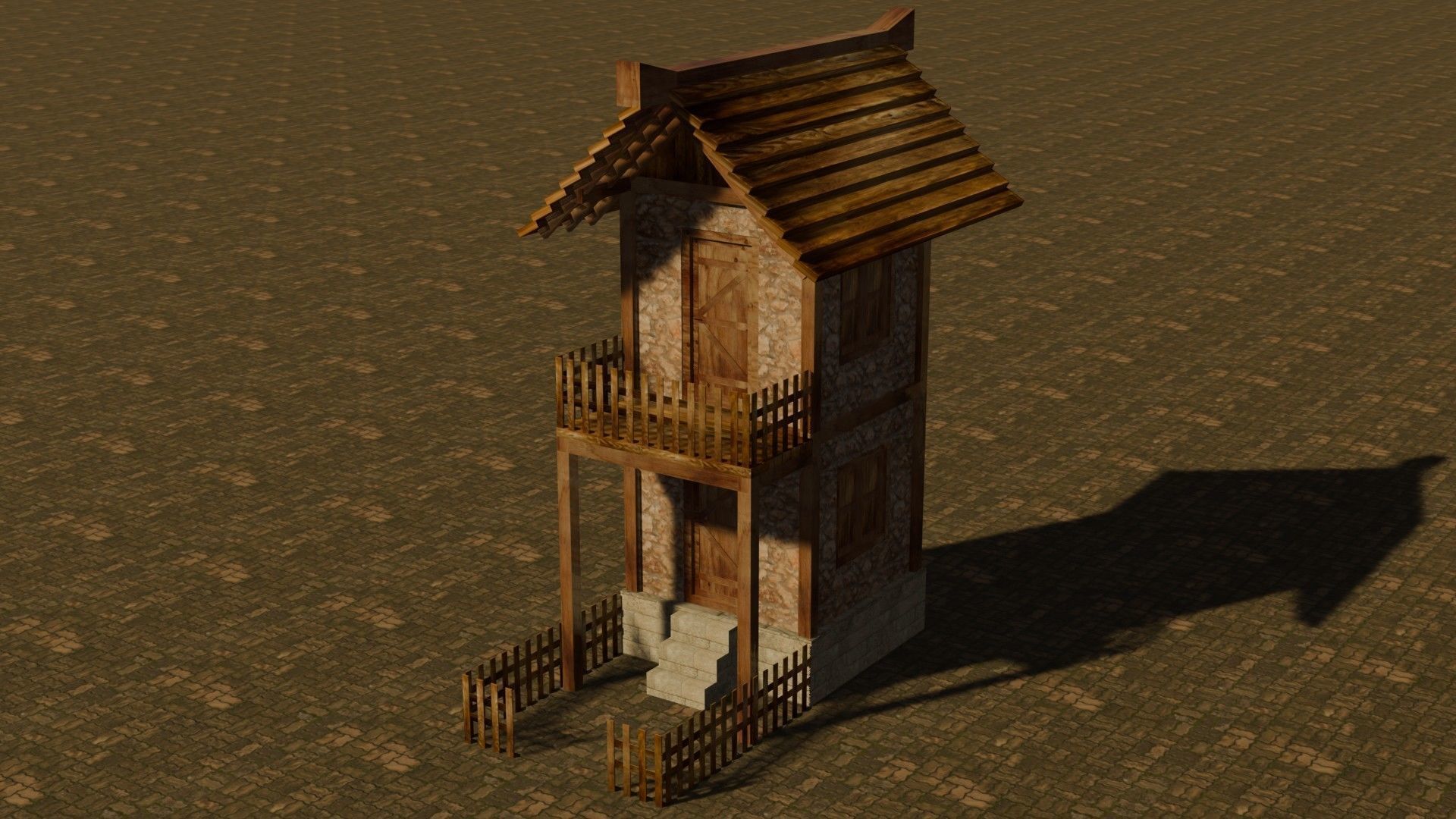 medieval house 12 Free low-poly 3D model_2