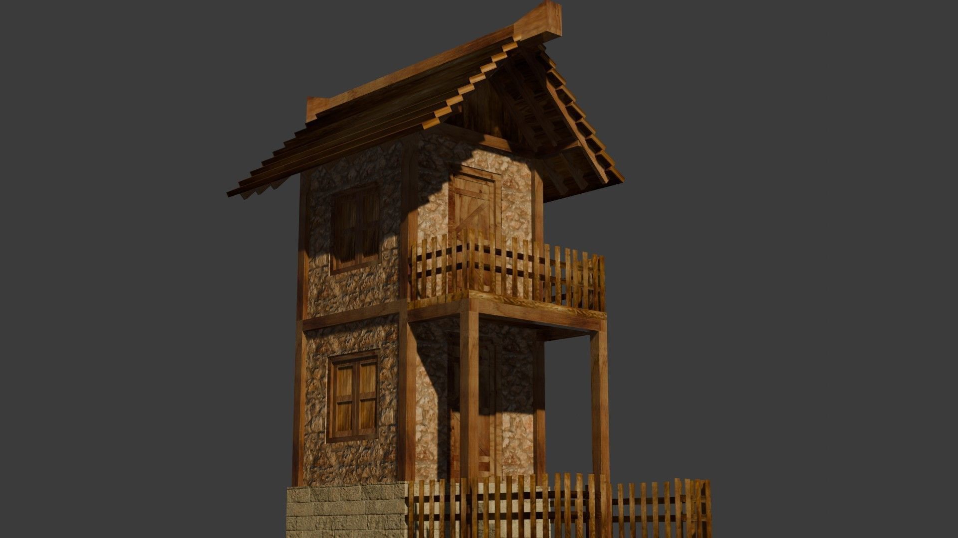 medieval house 12 Free low-poly 3D model_11