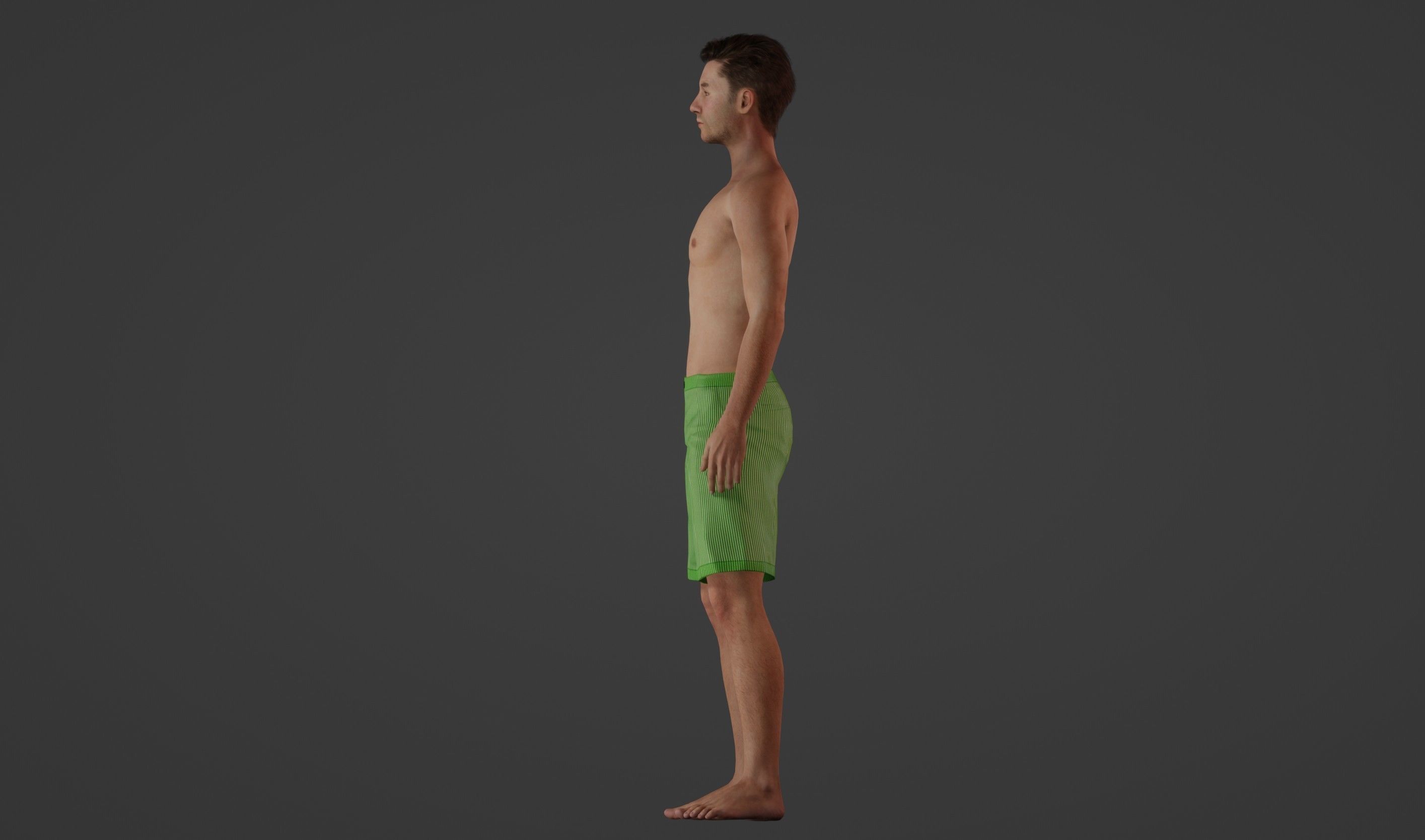 The Melancholic Elegance 35-Year-Old Man in Green Shorts 3D model_4