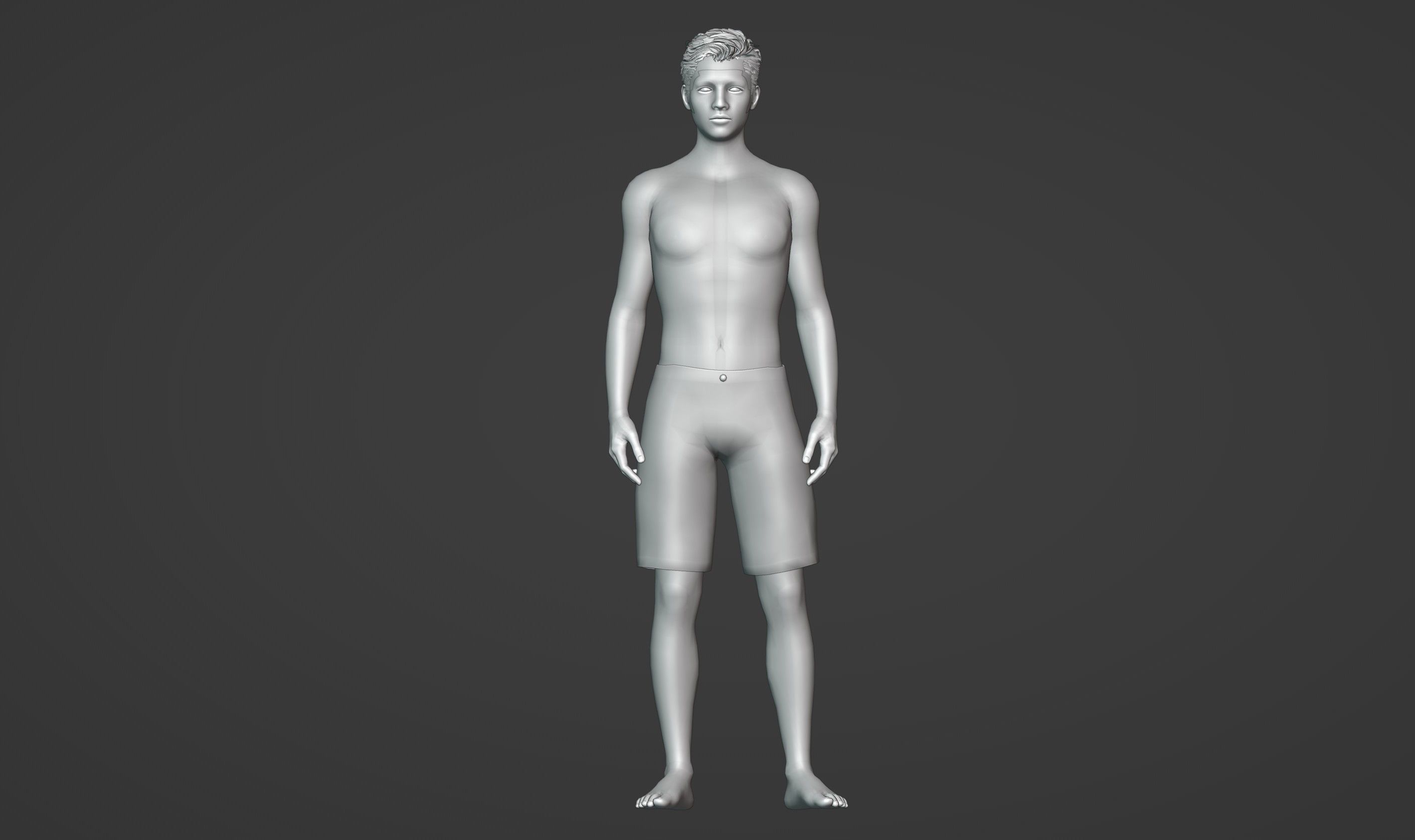 The Melancholic Elegance 35-Year-Old Man in Green Shorts 3D model_6