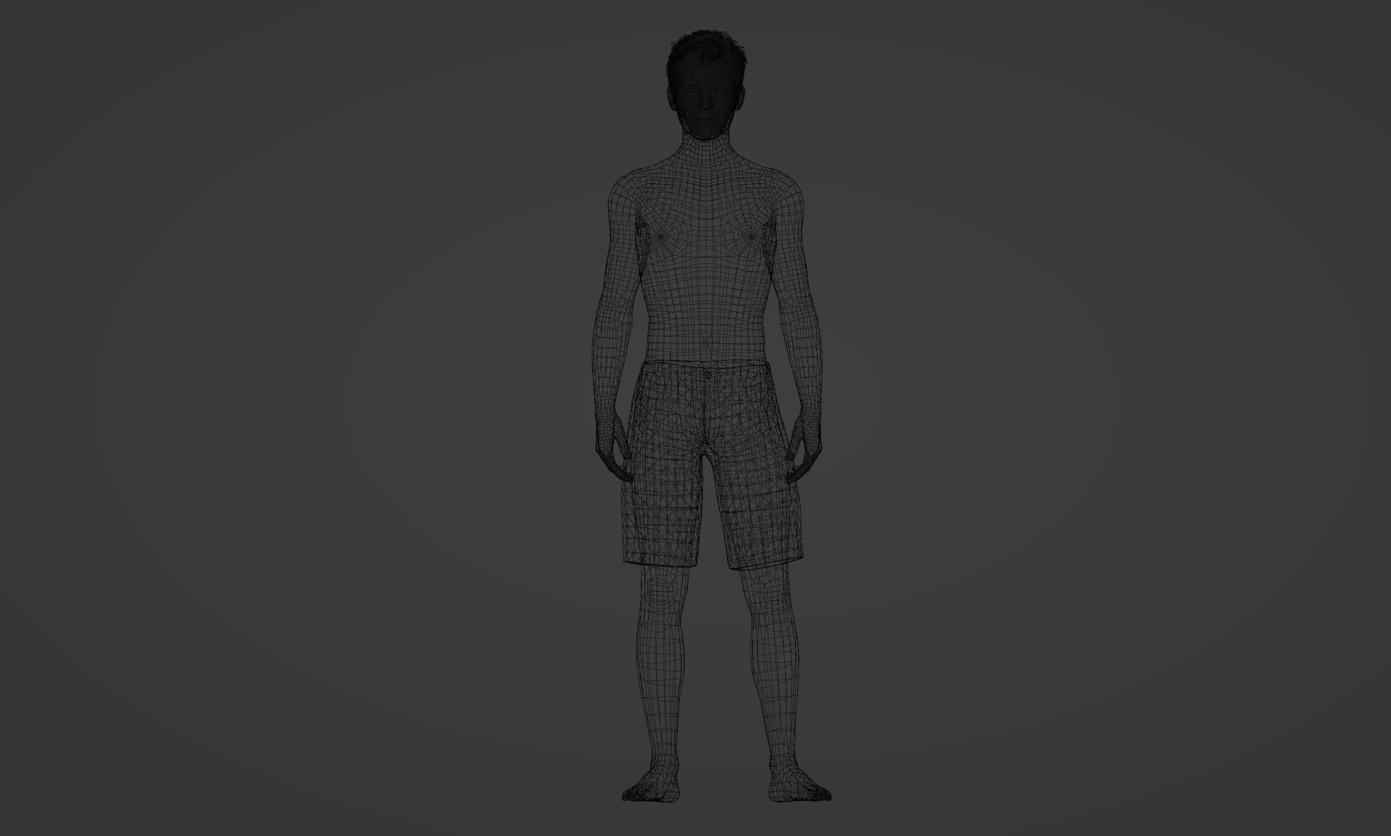 The Melancholic Elegance 35-Year-Old Man in Green Shorts 3D model_7