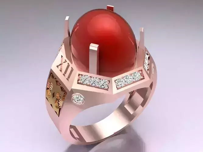 Oval Stone Ring - Mens Rings - N6279