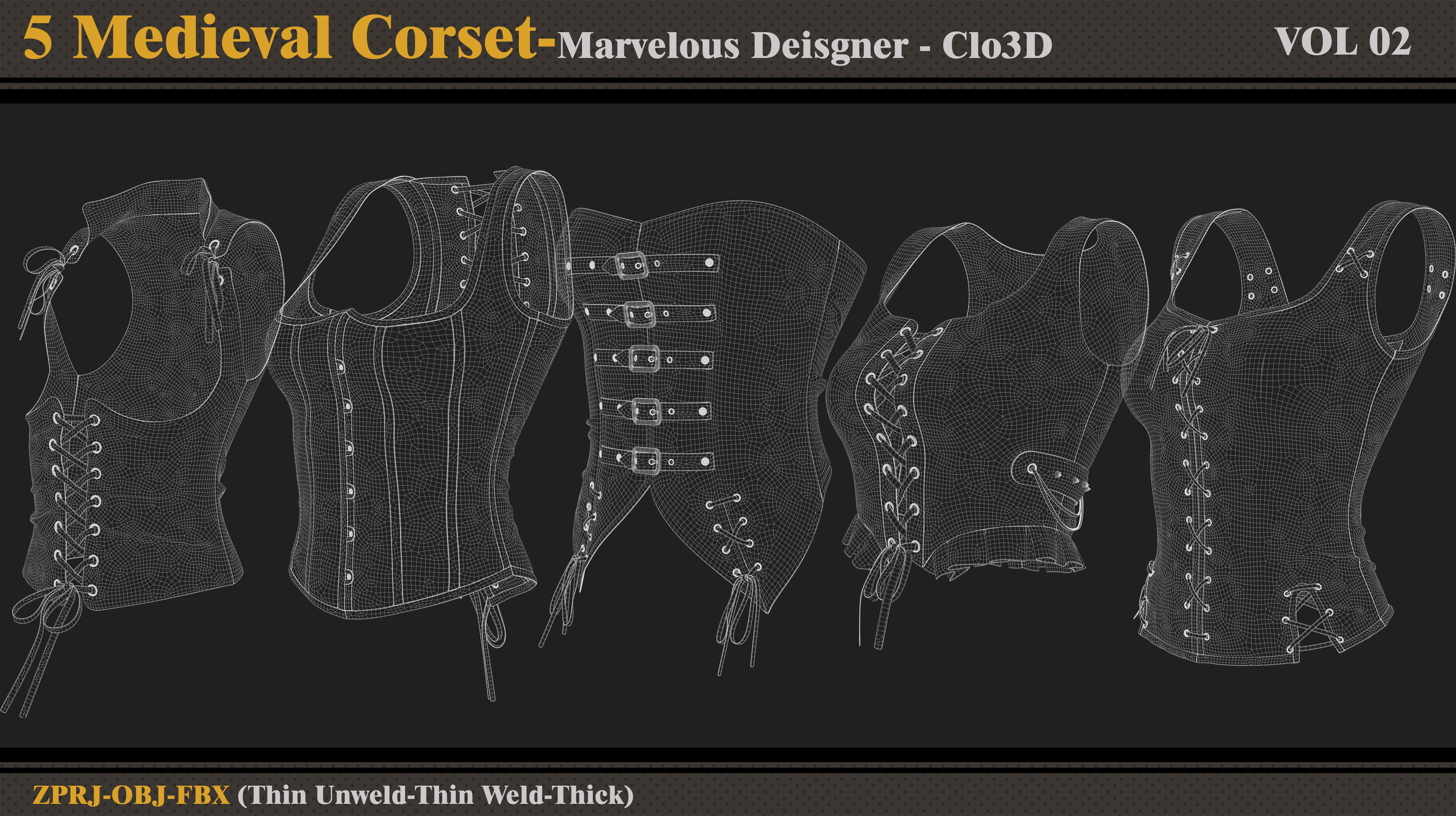 5 Medieval Corsets-MD-Clo3D - FBX - OBJ 3D model_6