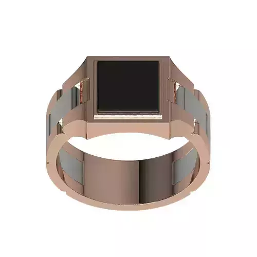 Men signet ring with gold overlays and gem onyx 3D print model