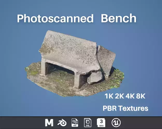 Bench 3D Scan - Low-poly 3D model