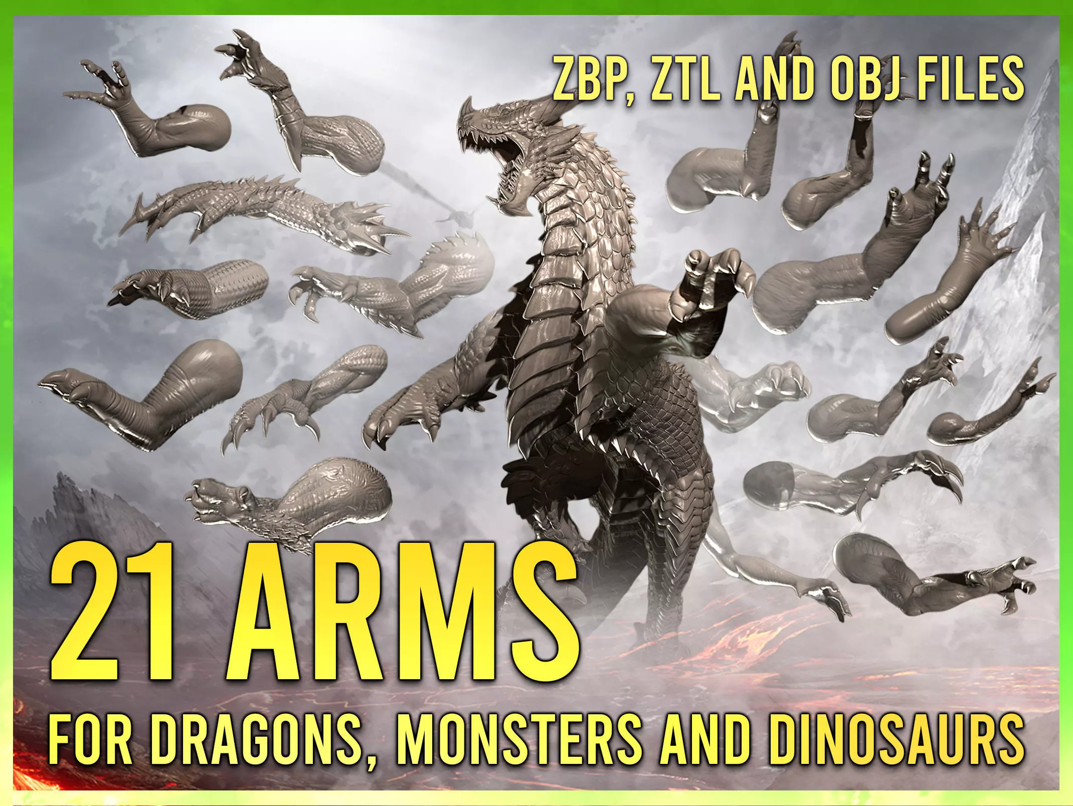 21 arms and claws for Dragons and other creatures 3D model_0