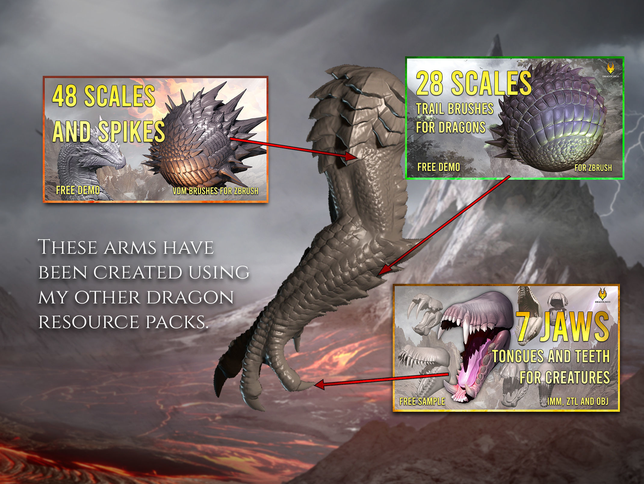 21 arms and claws for Dragons and other creatures 3D model_3