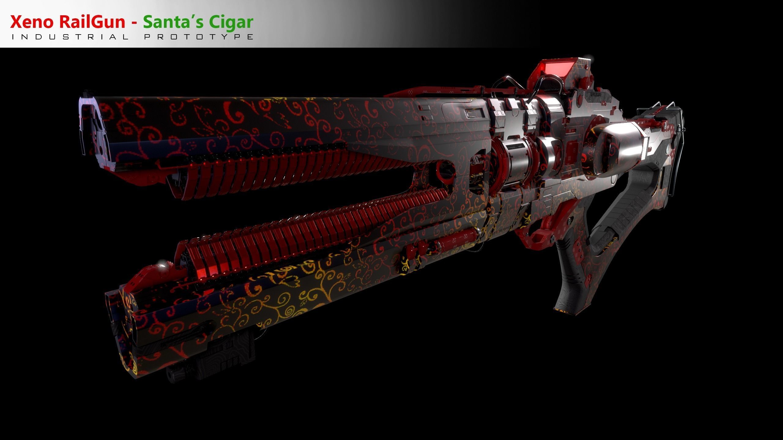 Xeno Rail Gun - A Concept 3D Weapon Low-poly 3D model_27