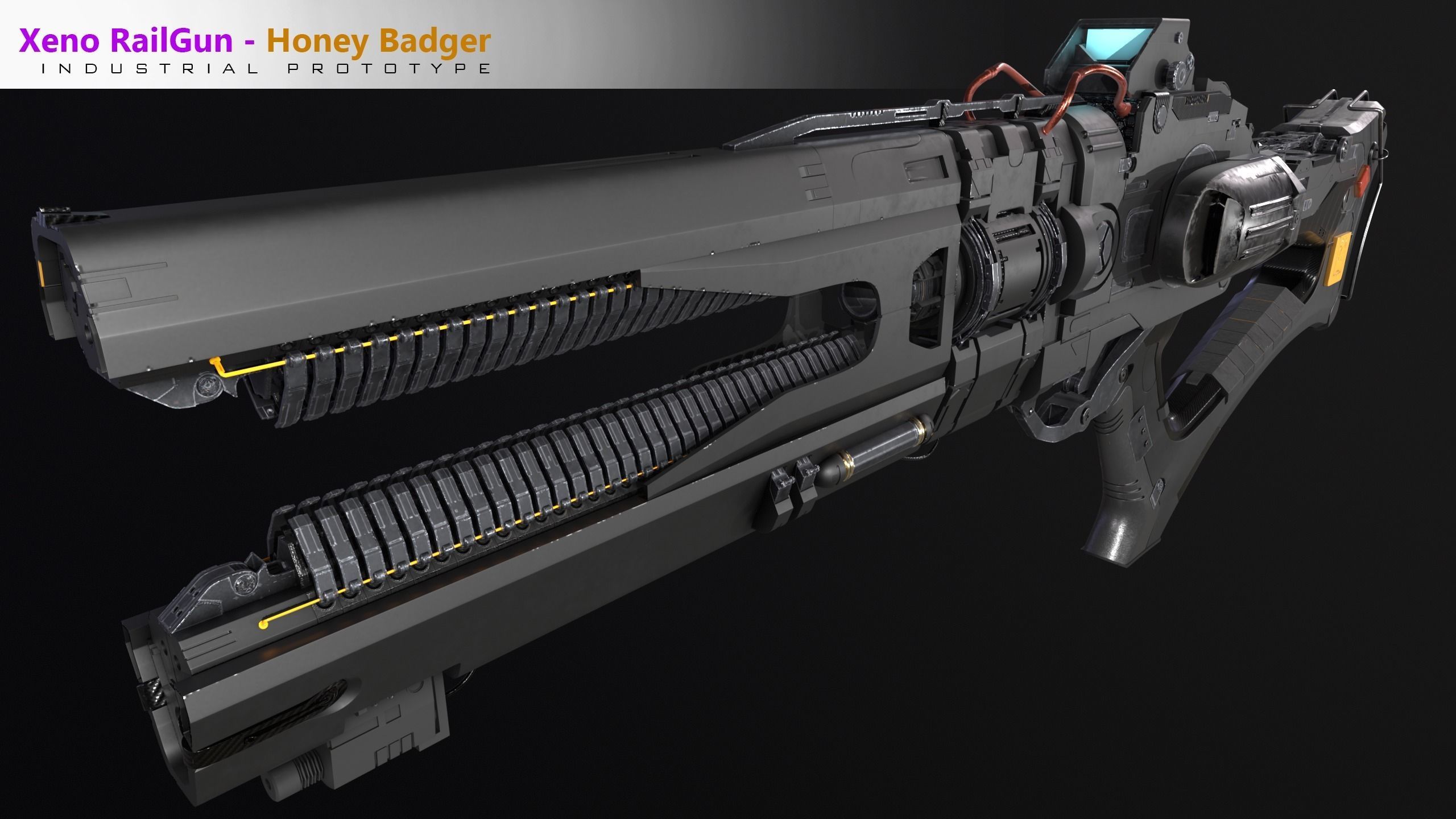 Xeno Rail Gun - A Concept 3D Weapon Low-poly 3D model_17