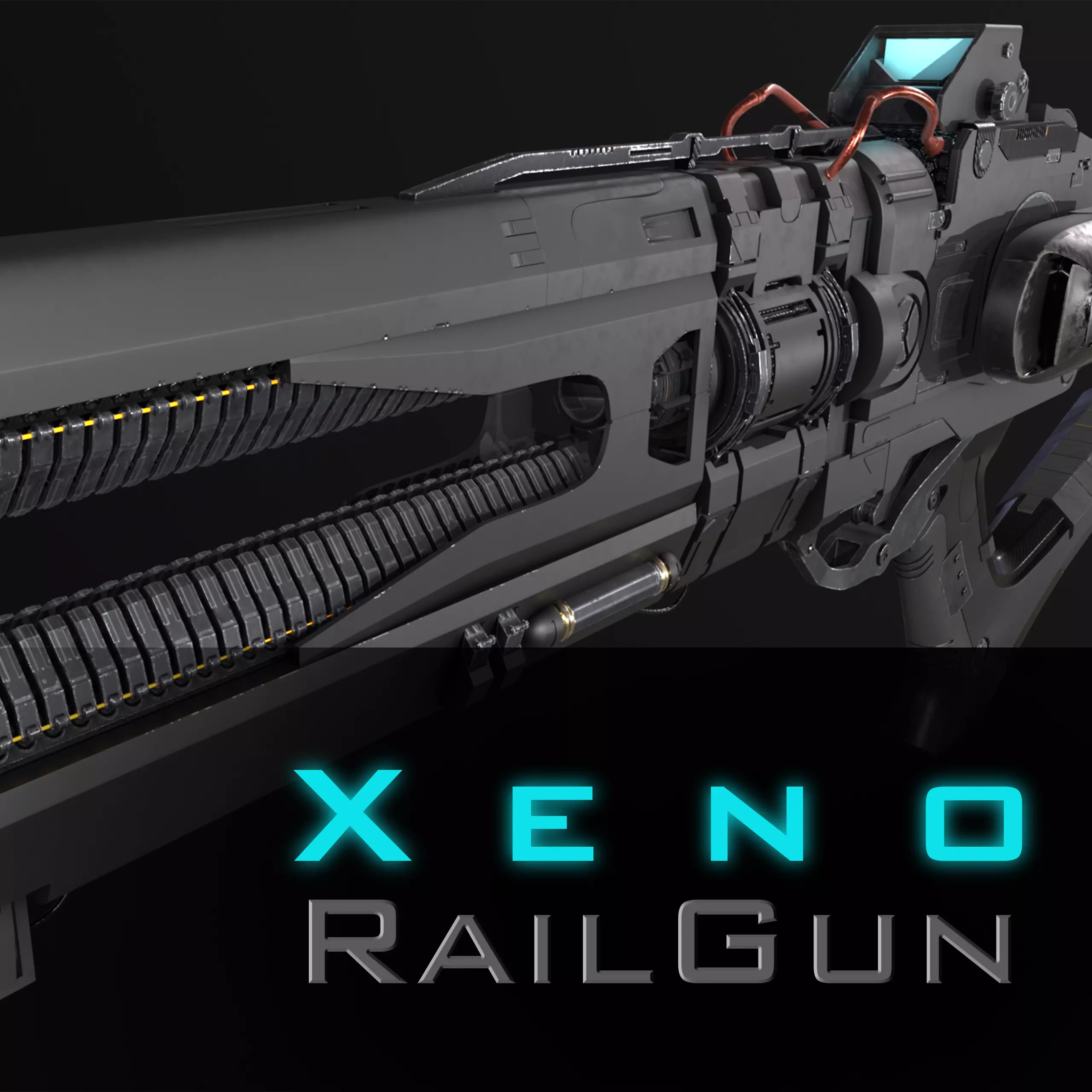 Xeno Rail Gun - A Concept 3D Weapon Low-poly 3D model_0