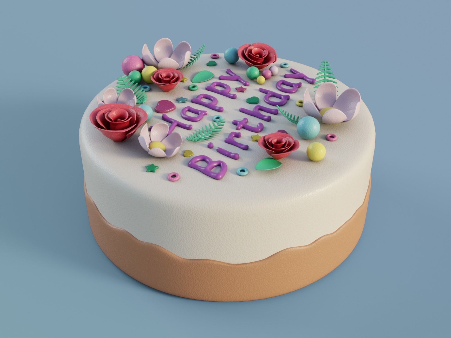 Birthday Cake 3D model_3