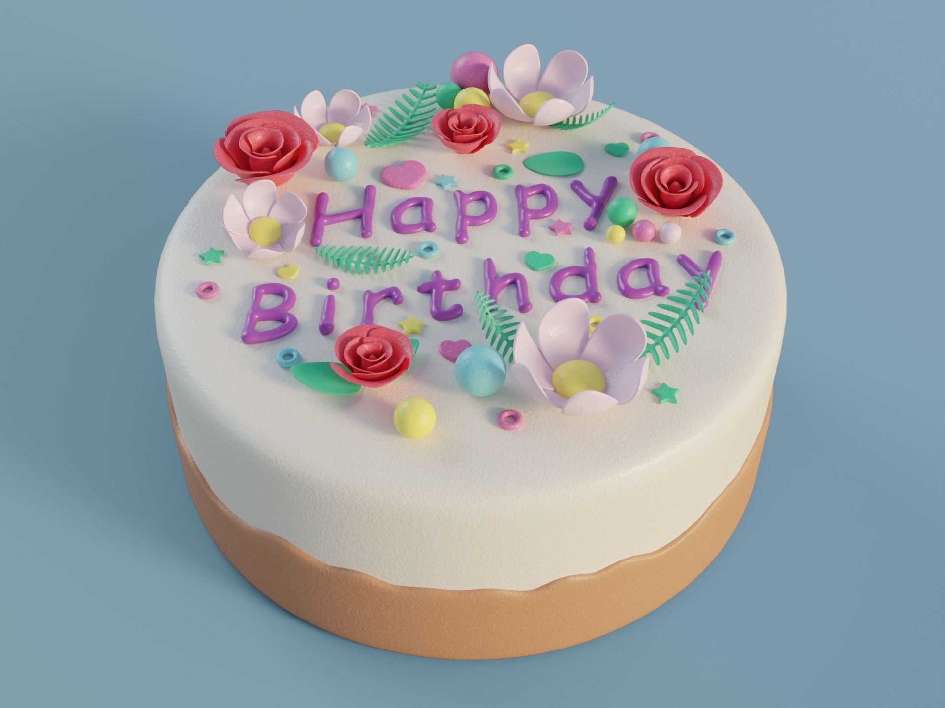 Birthday Cake 3D model_10