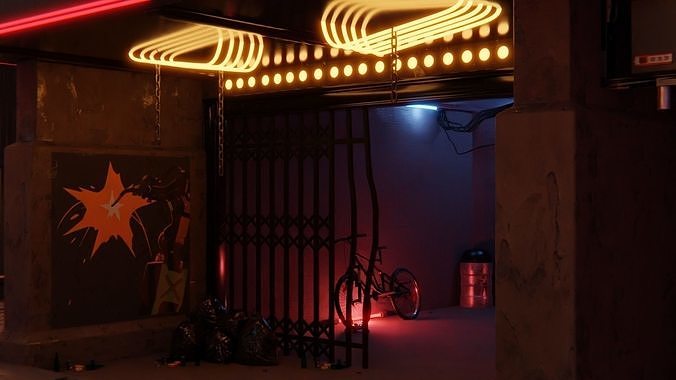 Street in cyberpunk style 3D model 6