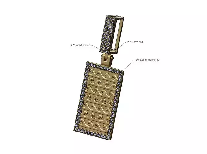 Diamond wave greek key pattern pendant