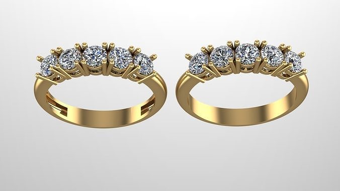 5 stone Ring 3D print model