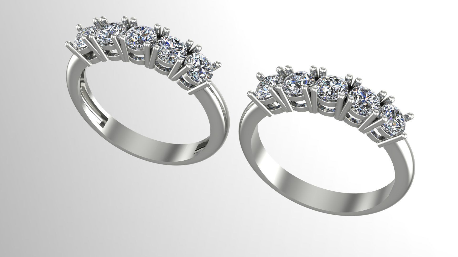 5 stone Ring 3D print model_1