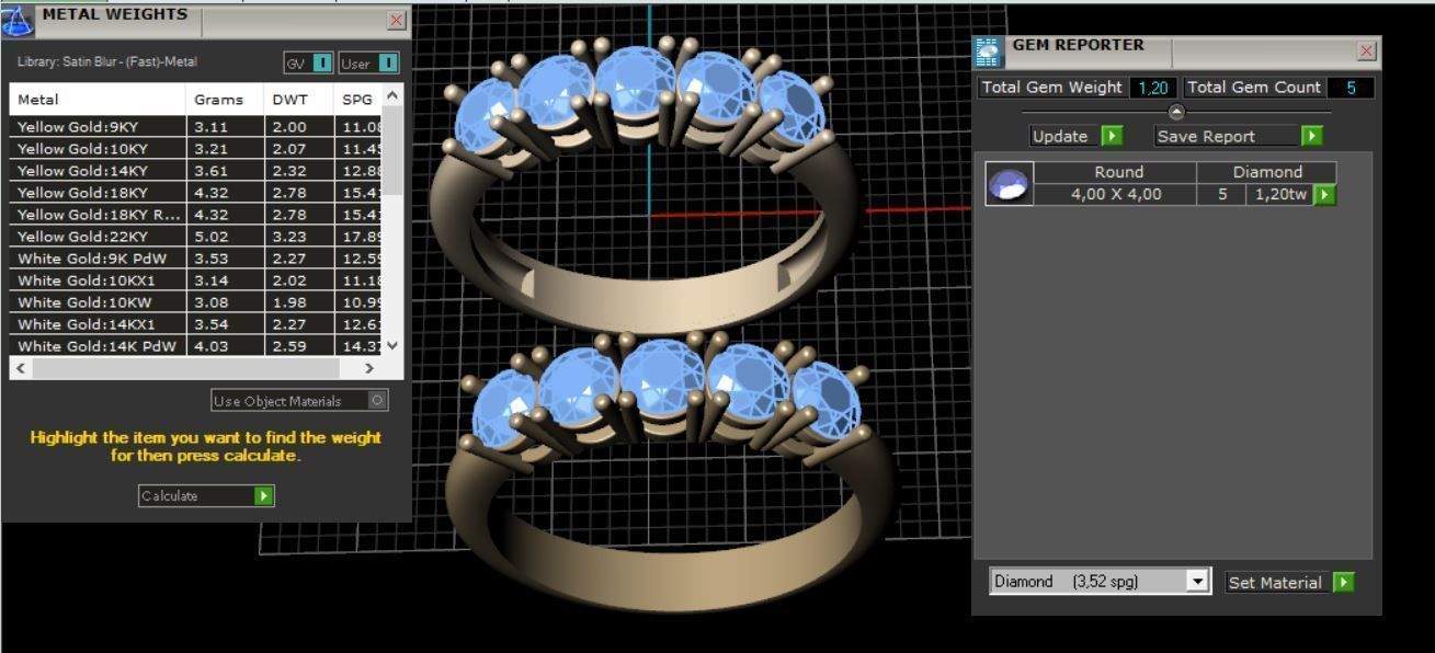 5 stone Ring 3D print model_2