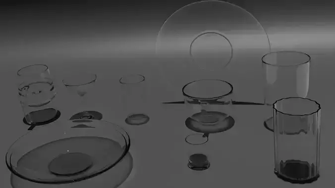 Set of glasses and plates