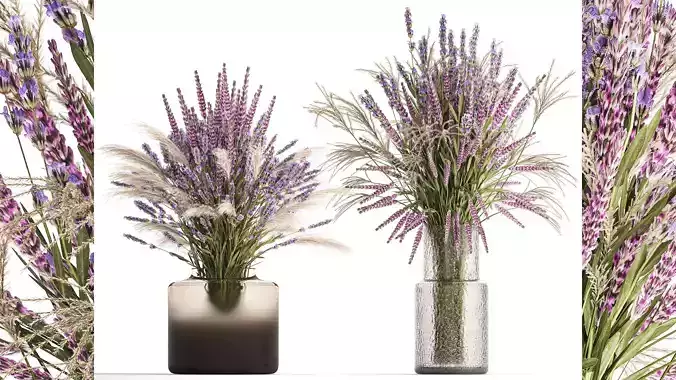 Bouquets of wildflowers vase lavender pampas 328