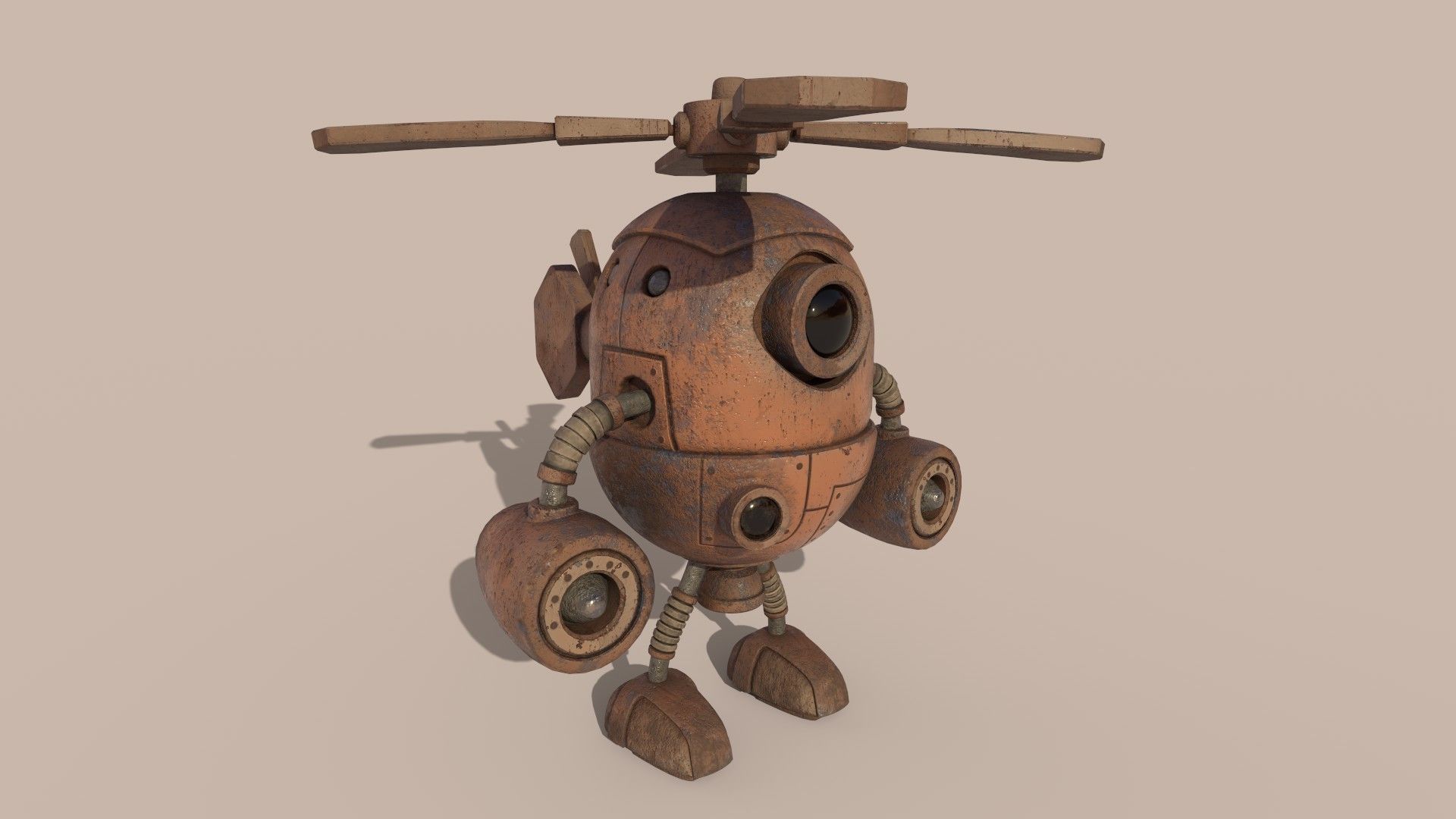 Stylized Helibot Cartoony Robot Low-poly 3D model_8
