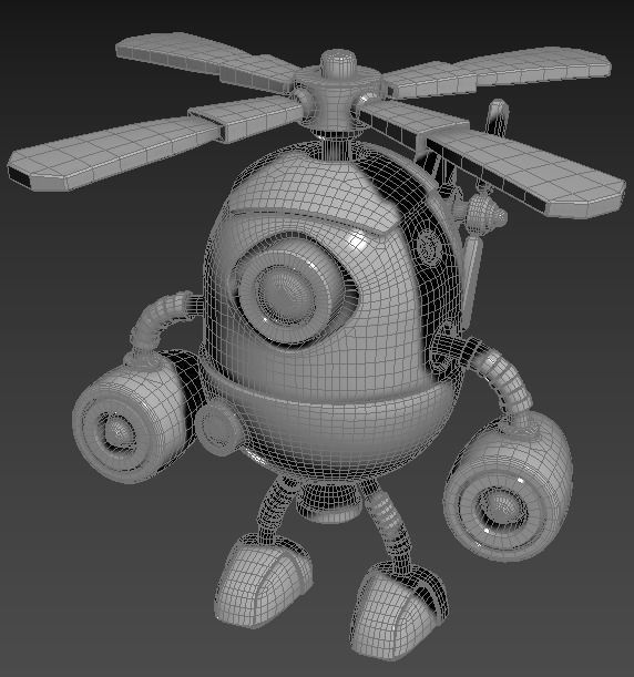 Stylized Helibot Cartoony Robot Low-poly 3D model_17