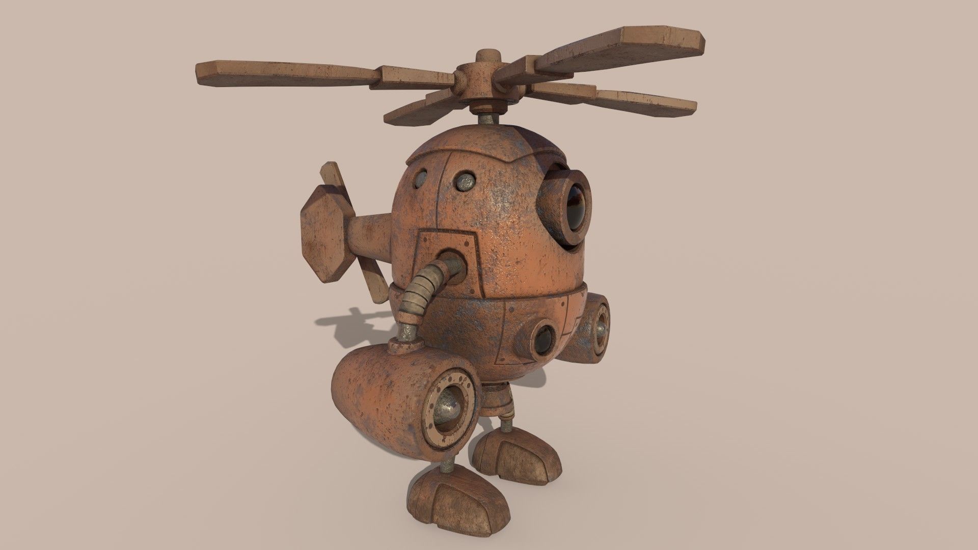 Stylized Helibot Cartoony Robot Low-poly 3D model_9