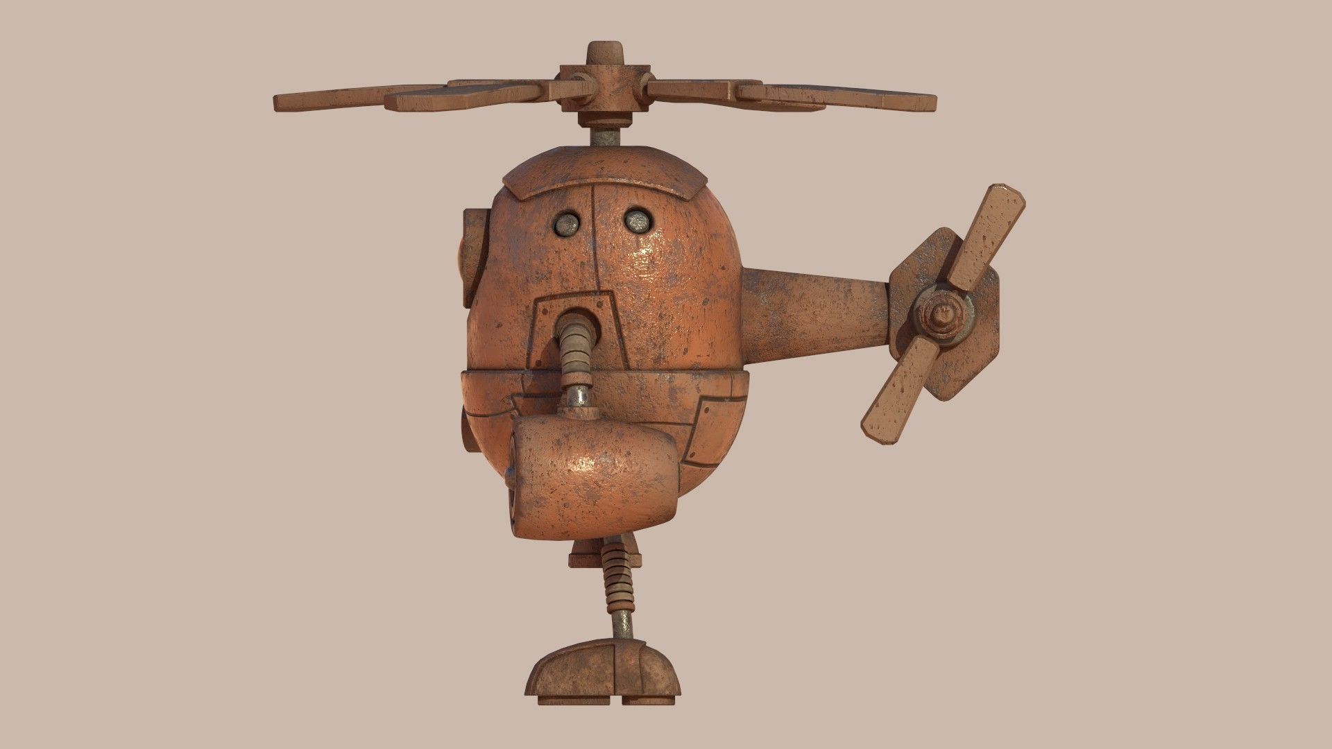 Stylized Helibot Cartoony Robot Low-poly 3D model_4