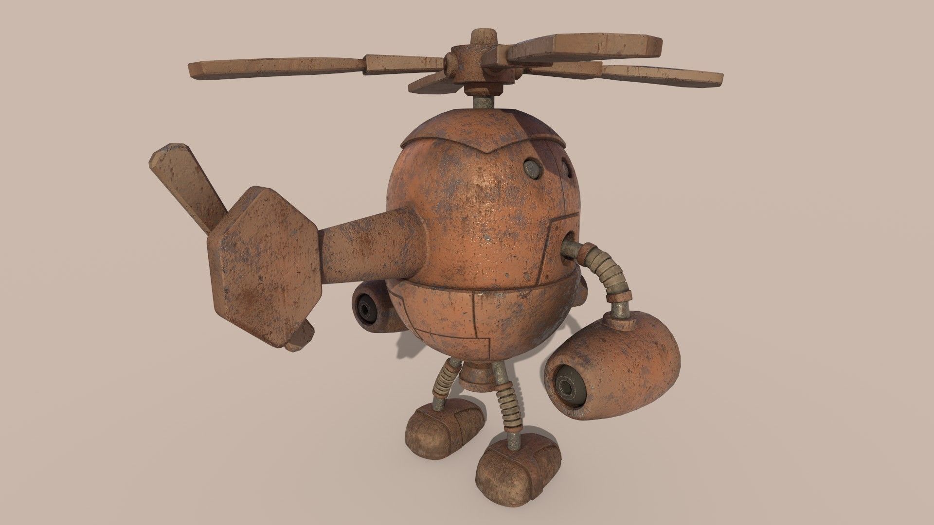 Stylized Helibot Cartoony Robot Low-poly 3D model_13