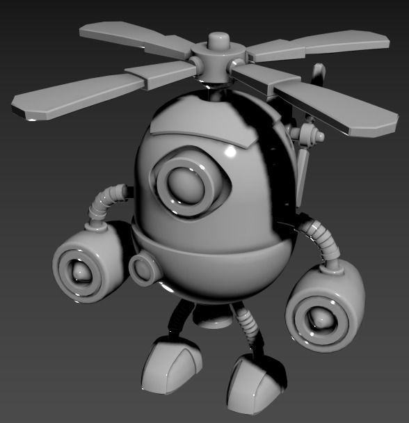 Stylized Helibot Cartoony Robot Low-poly 3D model_16