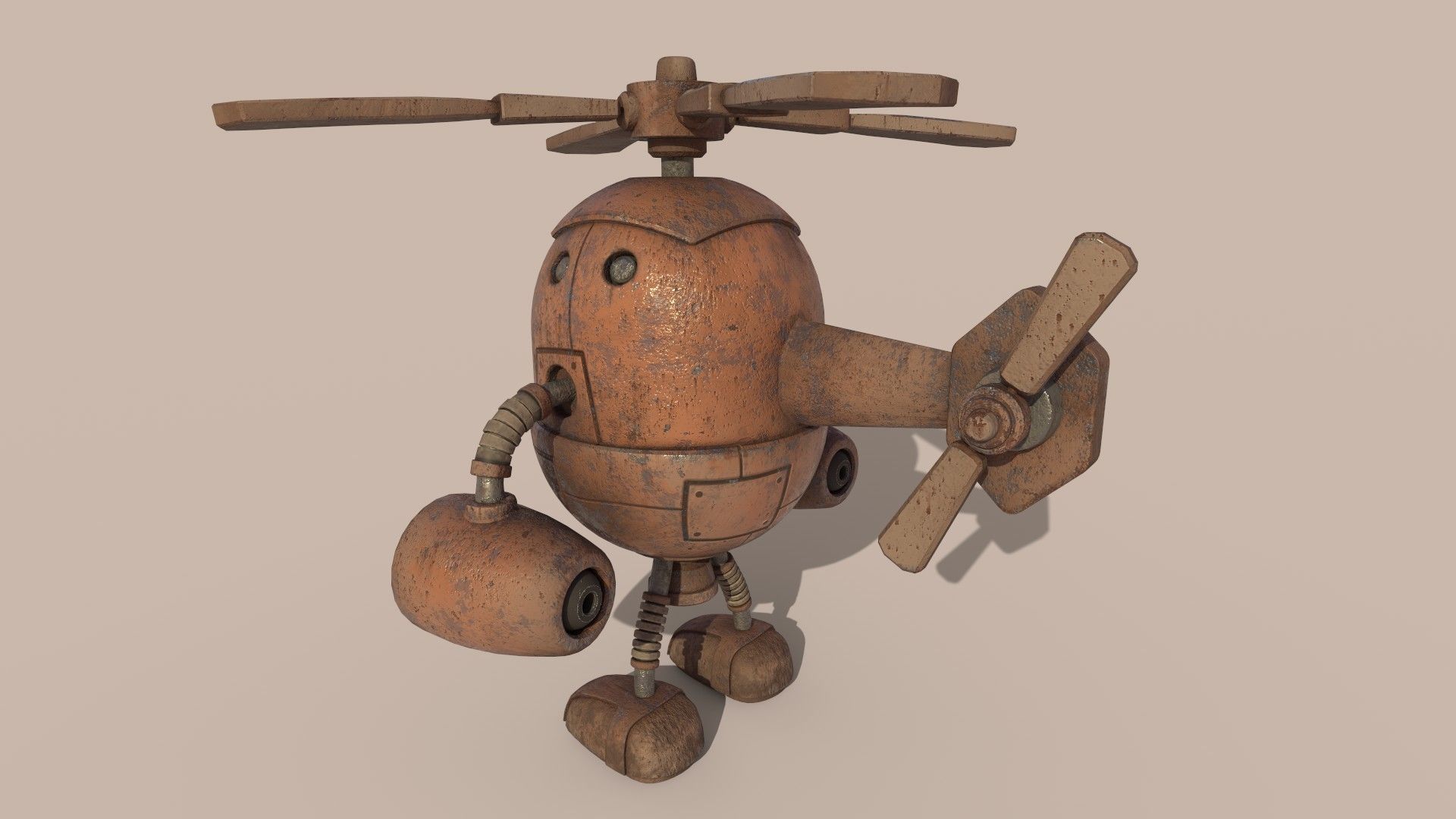 Stylized Helibot Cartoony Robot Low-poly 3D model_11