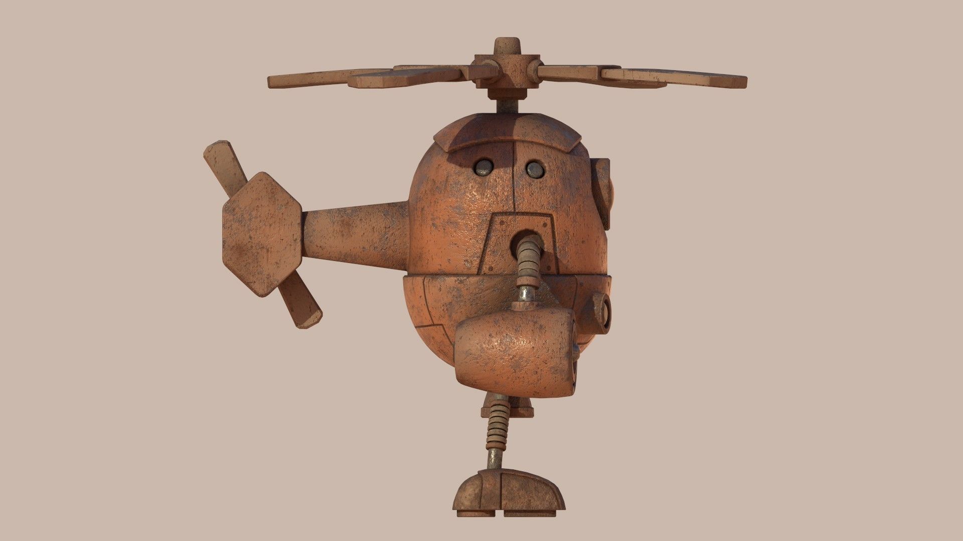 Stylized Helibot Cartoony Robot Low-poly 3D model_2