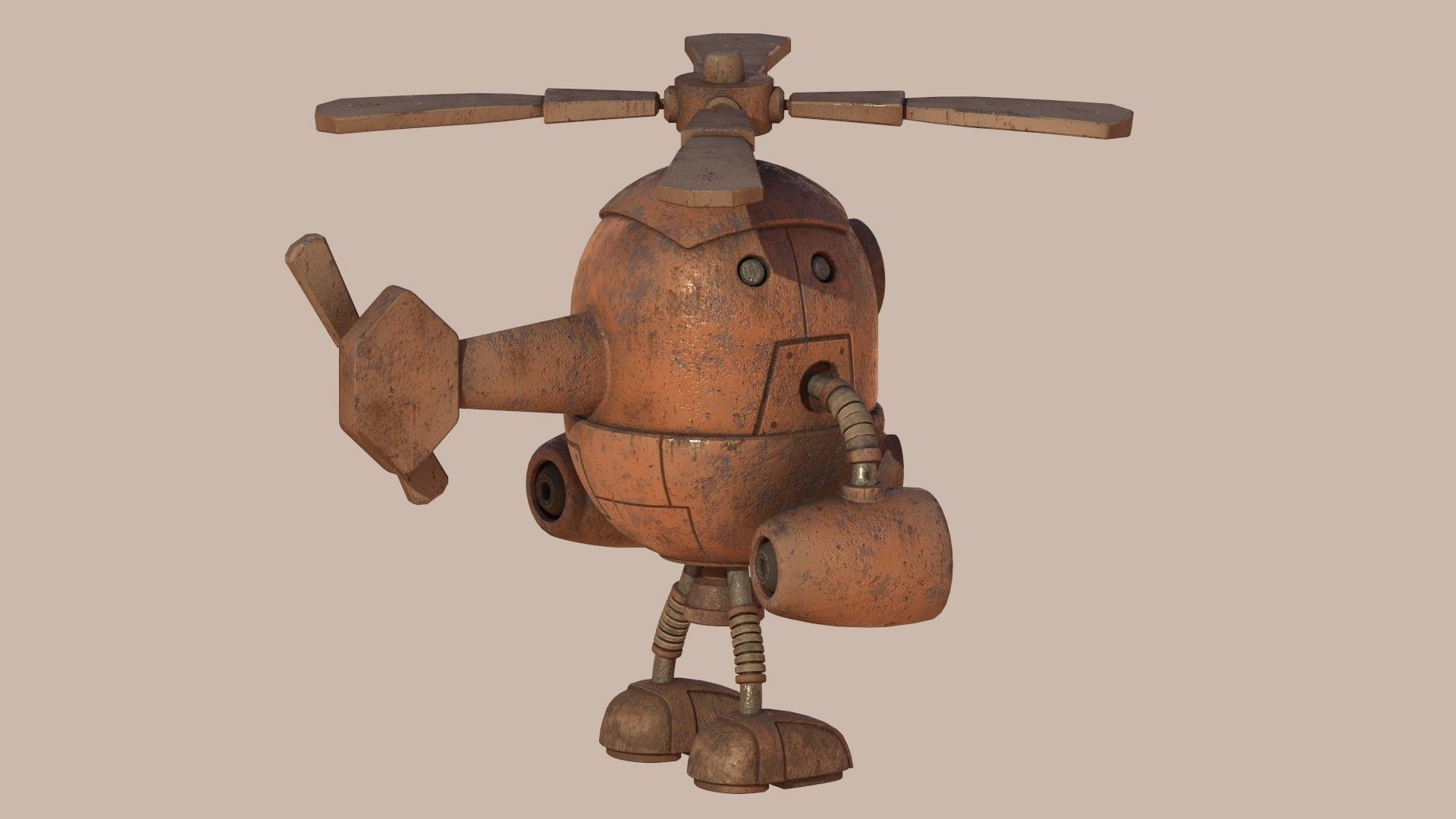 Stylized Helibot Cartoony Robot Low-poly 3D model_14