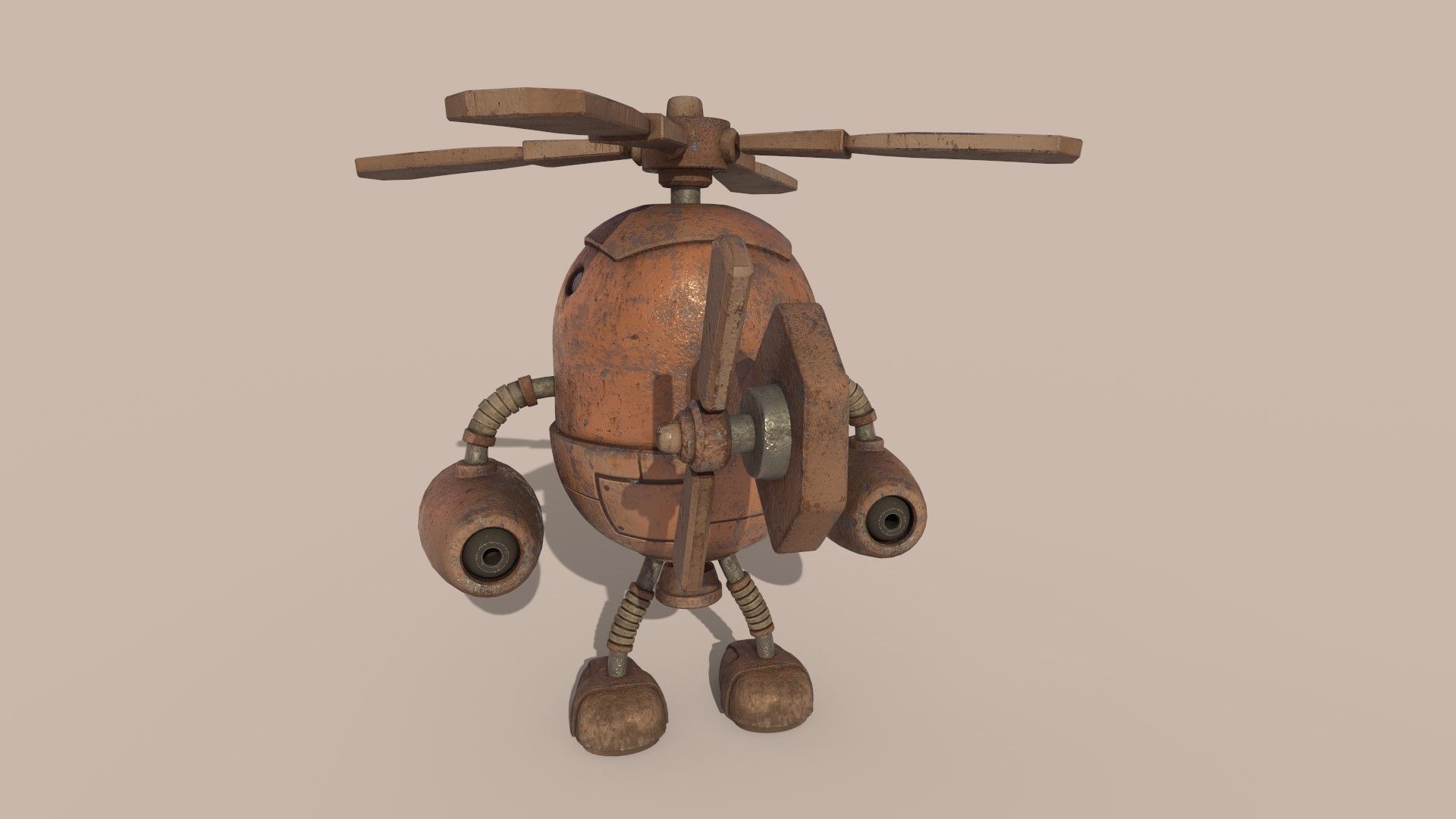 Stylized Helibot Cartoony Robot Low-poly 3D model_12