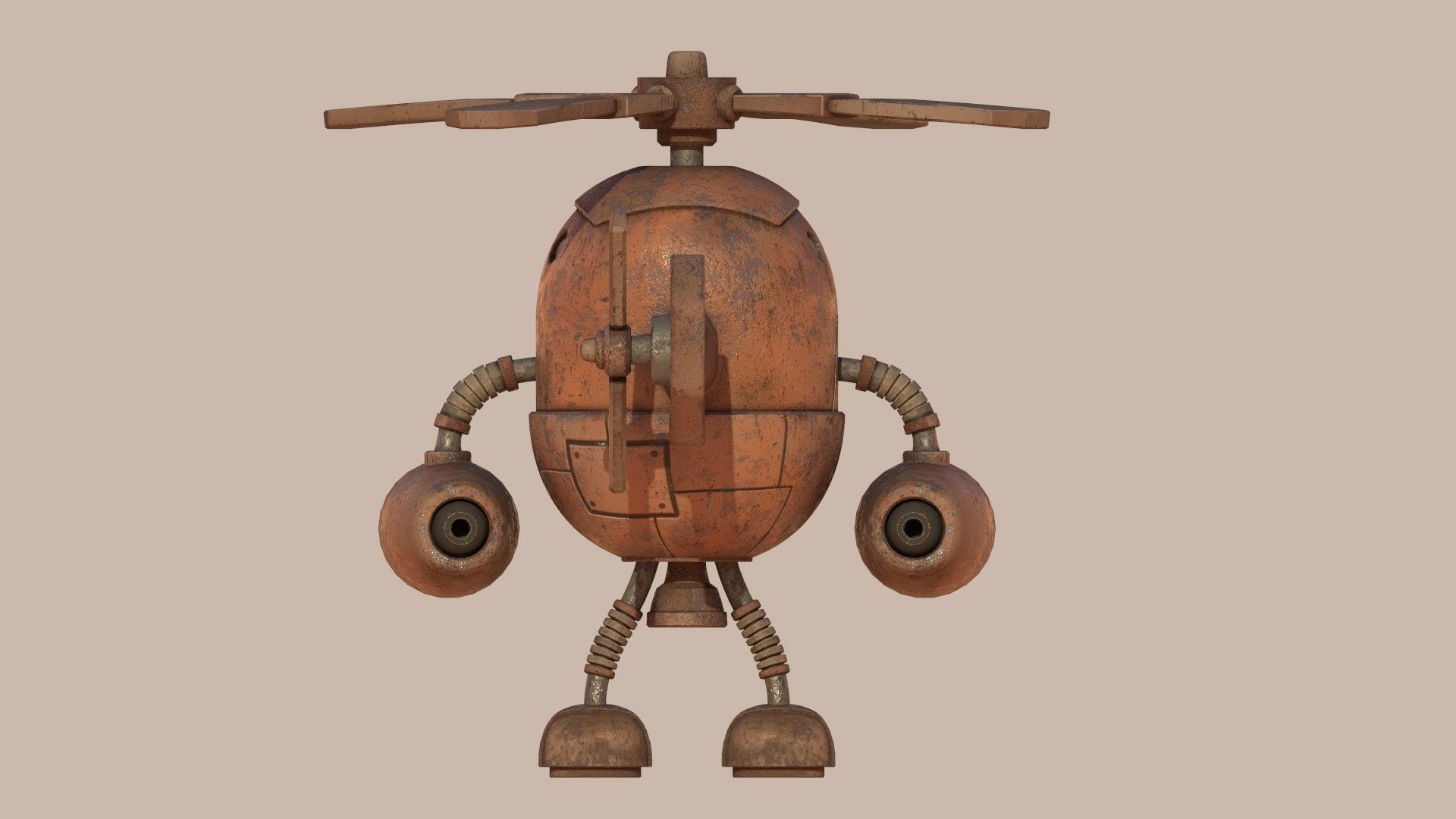 Stylized Helibot Cartoony Robot Low-poly 3D model_15