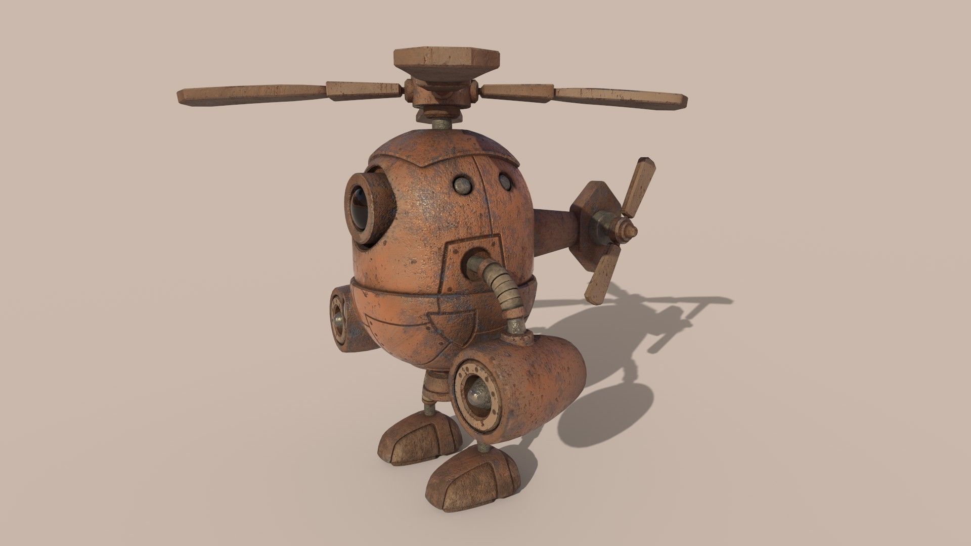 Stylized Helibot Cartoony Robot Low-poly 3D model_10