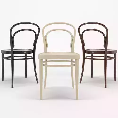 Thonet Chair 214 in Light Beech Brown and Black 3D Model Collection