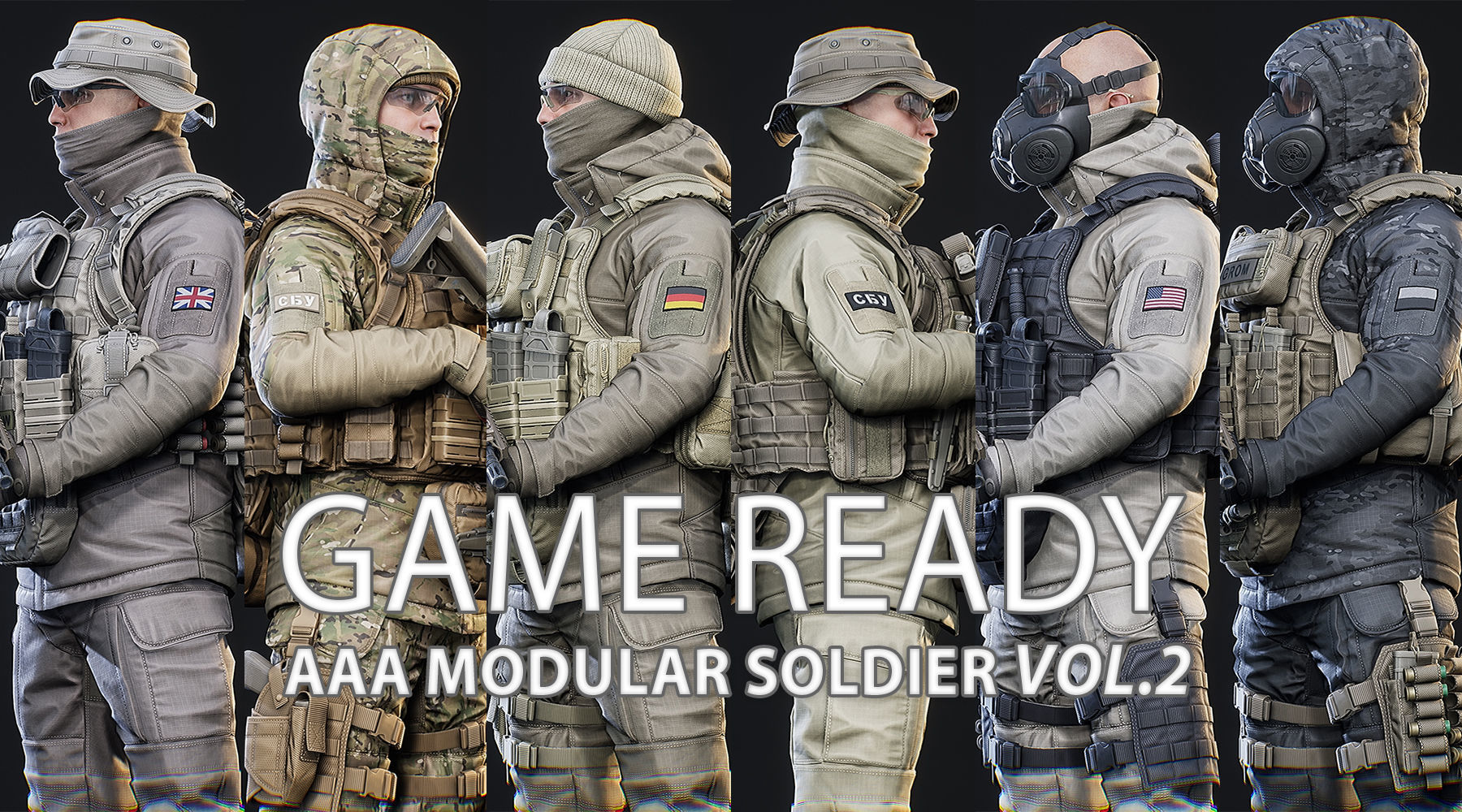 AAA MODULAR SOLDIER PACK Vol2 Low-poly 3D model_0