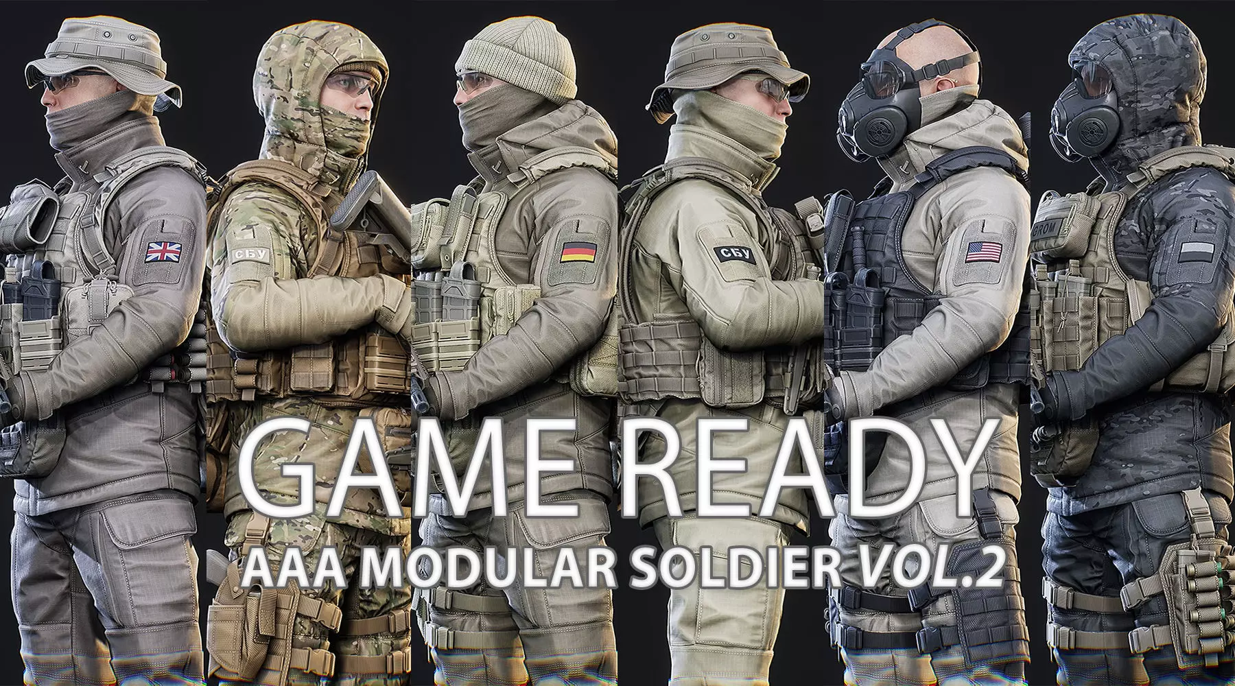 AAA MODULAR SOLDIER PACK Vol2 Low-poly 3D model_0