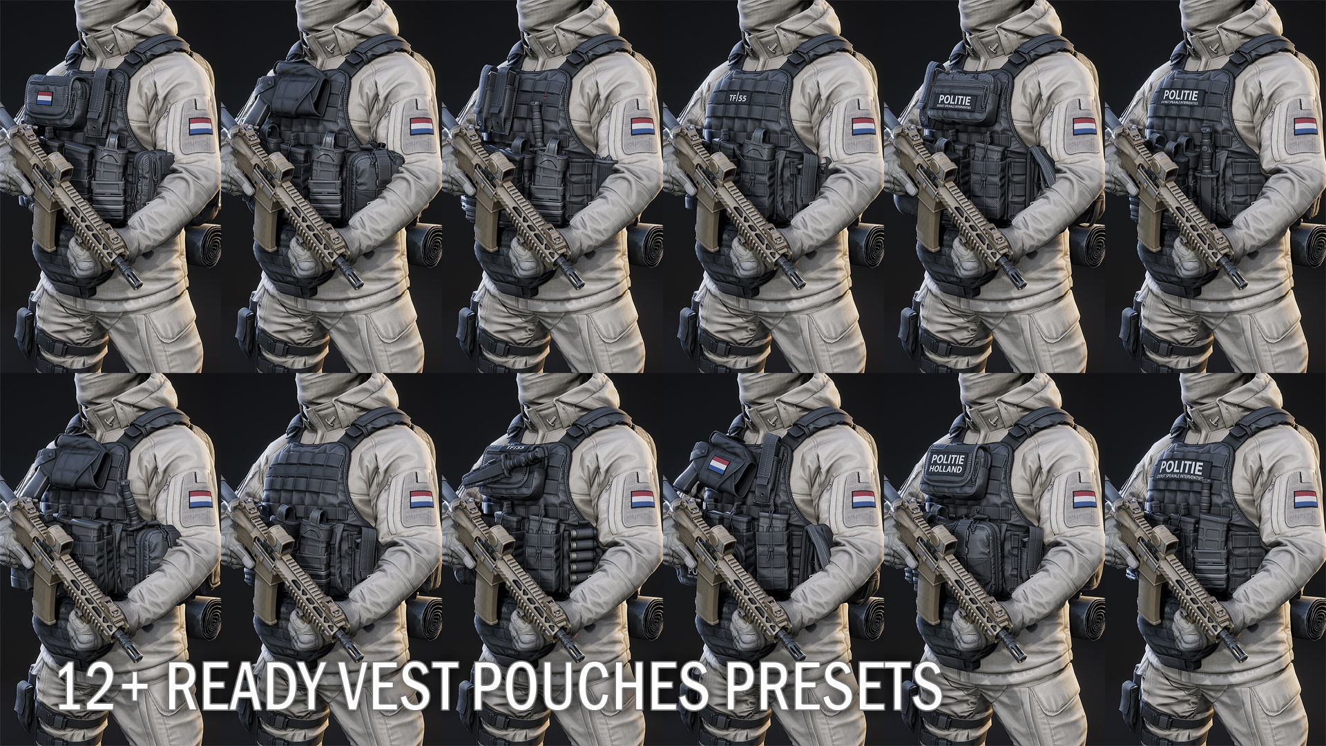 AAA MODULAR SOLDIER PACK Vol2 Low-poly 3D model_11