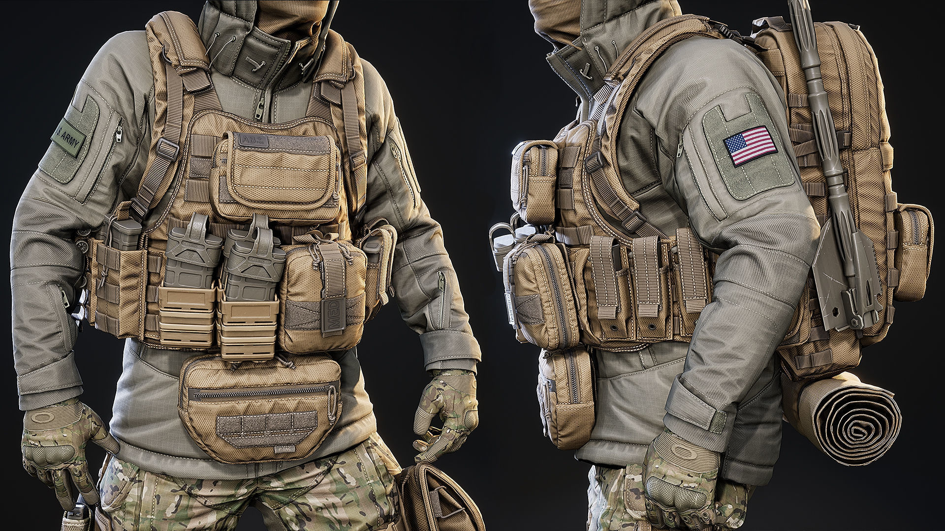 AAA MODULAR SOLDIER PACK Vol2 Low-poly 3D model_12