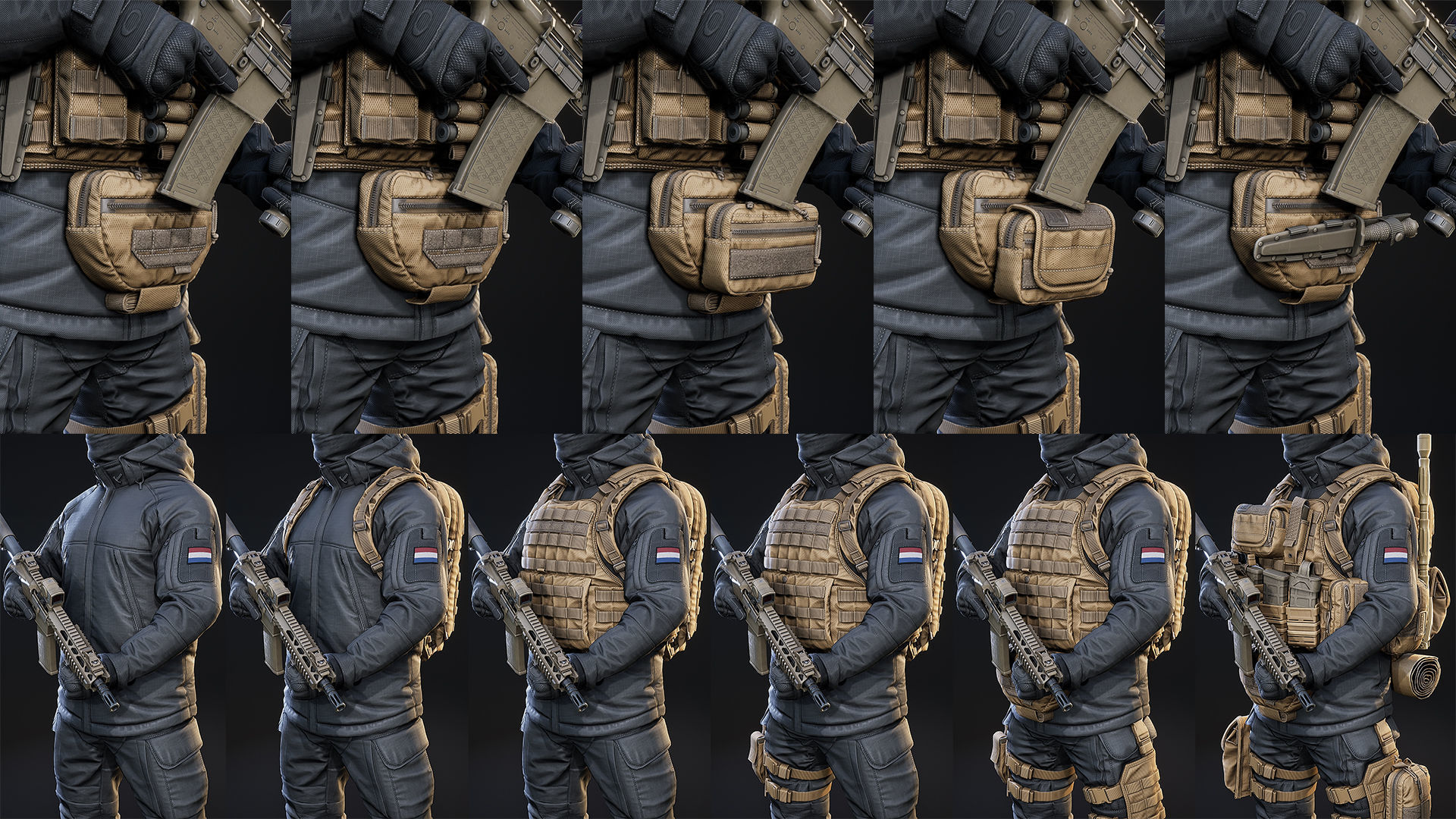 AAA MODULAR SOLDIER PACK Vol2 Low-poly 3D model_13