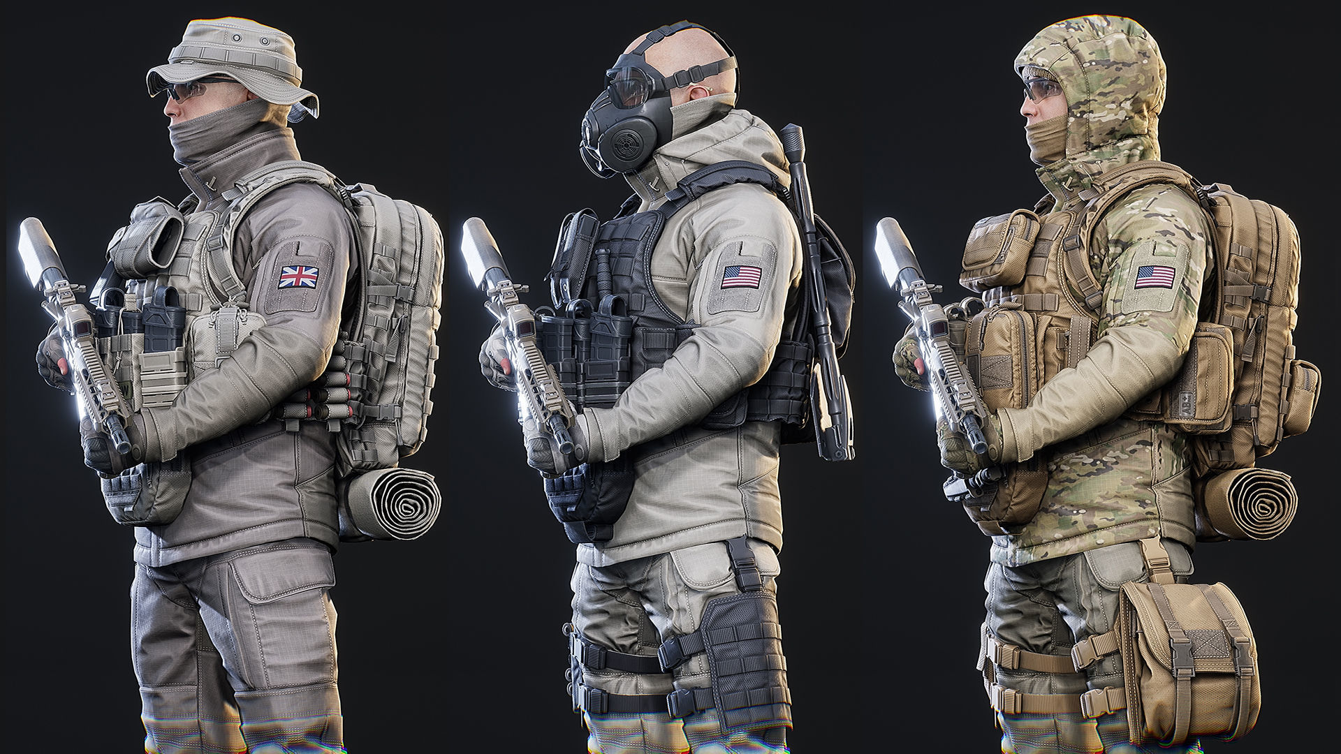 AAA MODULAR SOLDIER PACK Vol2 Low-poly 3D model_16